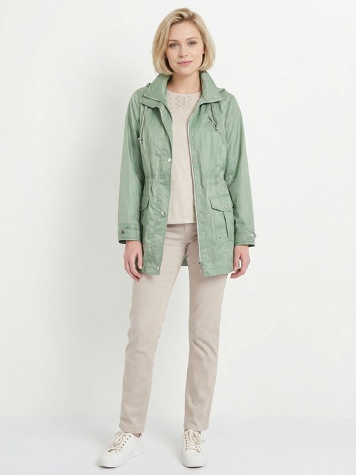 Parka zippée pressionnée, effet satiné Femme Vert TYPHA SI1