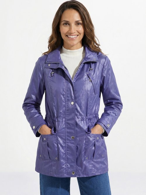 Parka zippée pressionnée, effet satiné Femme Bleu TYPHA FA1