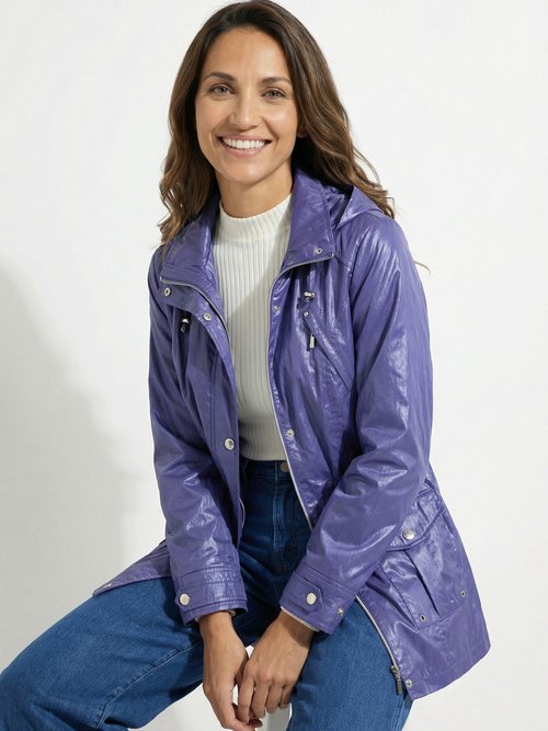 Parka zippée pressionnée, effet satiné Femme Bleu TYPHA MV1