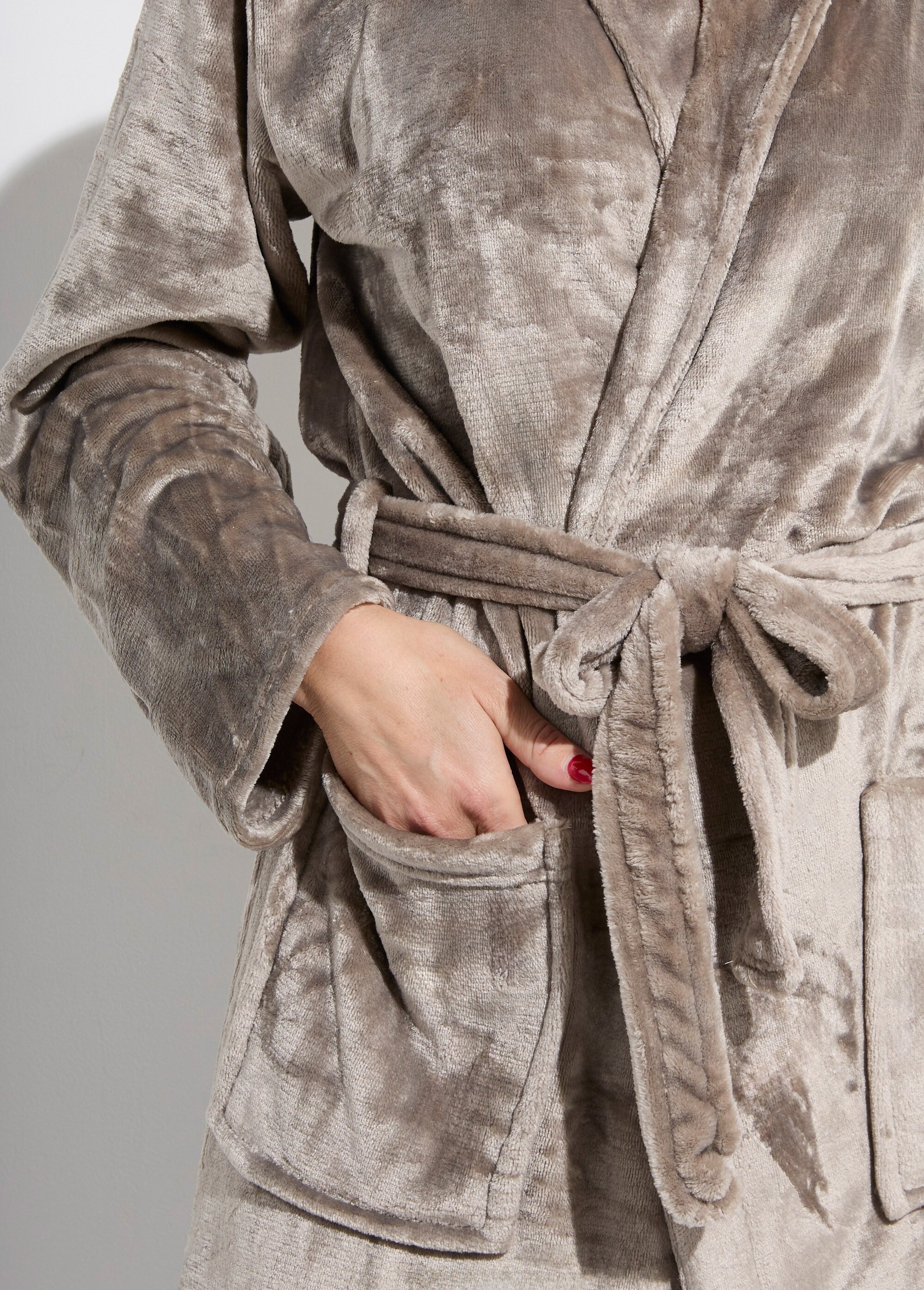 Peignoir long en polaire avec col châle Femme Marron TIS-COSY-PEIGN DE2