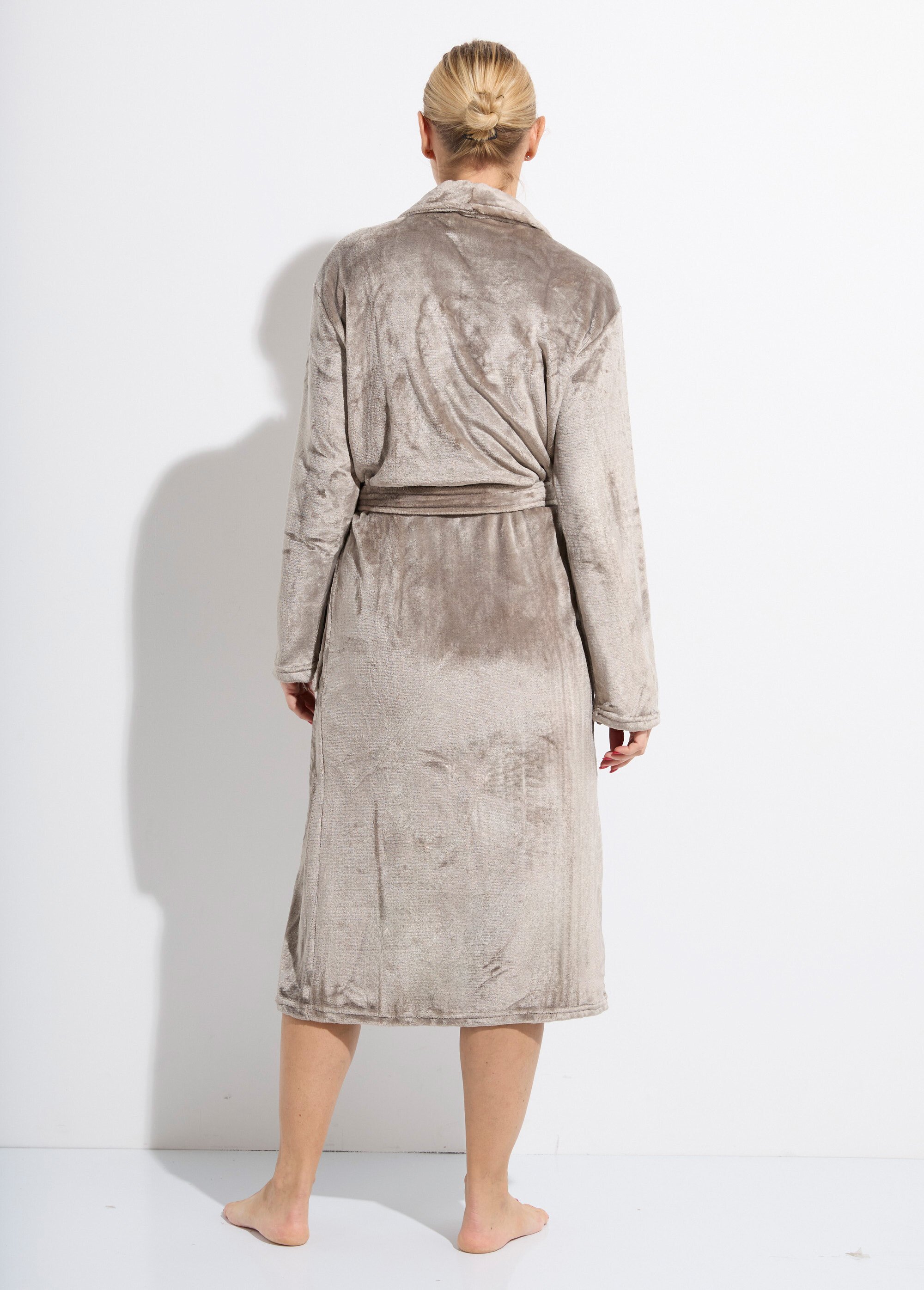 Peignoir long en polaire avec col châle Femme Marron TIS-COSY-PEIGN DO1