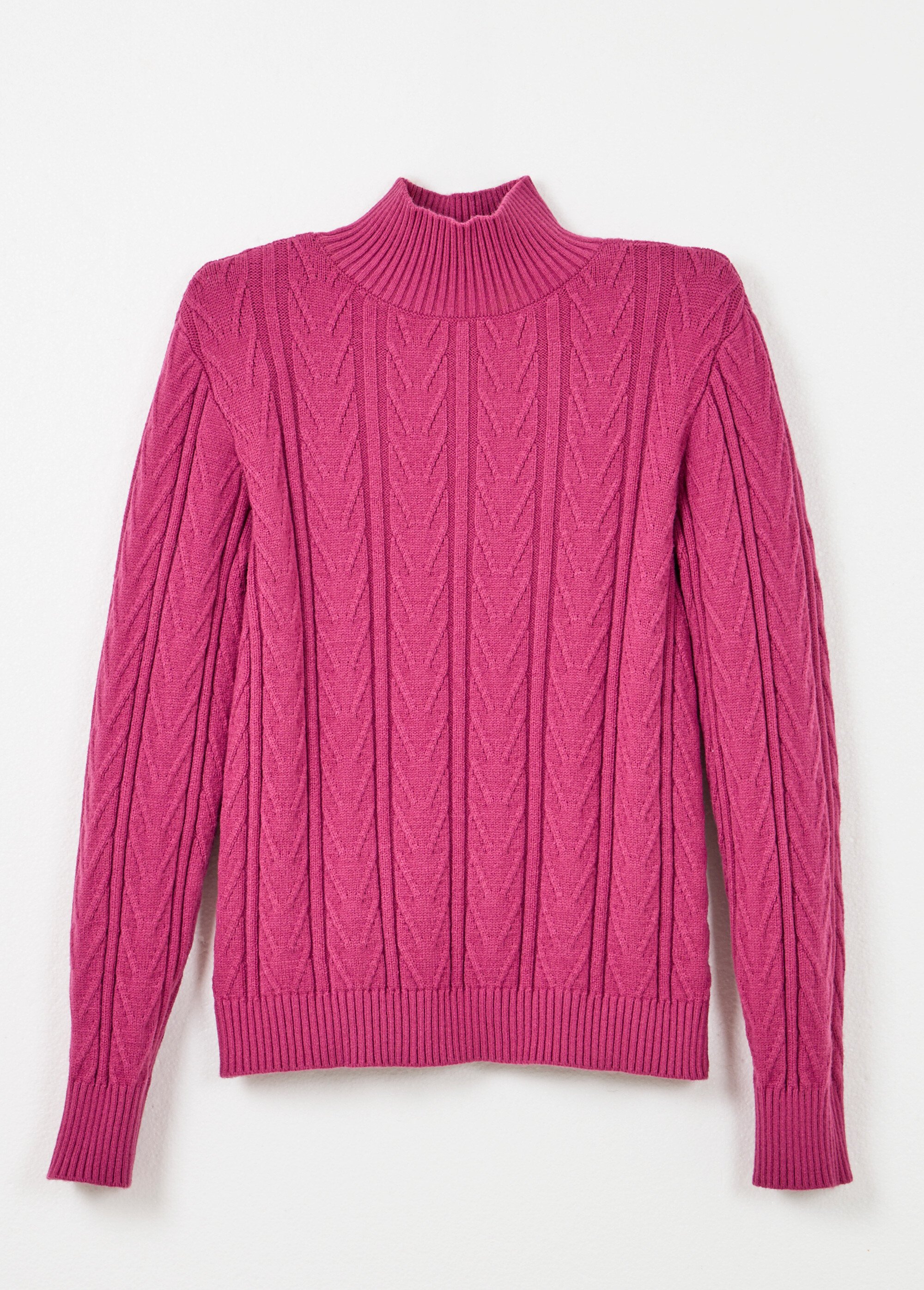 Pull chaud col montant côtelé et torsadé Femme Violet PETRONIA AP1