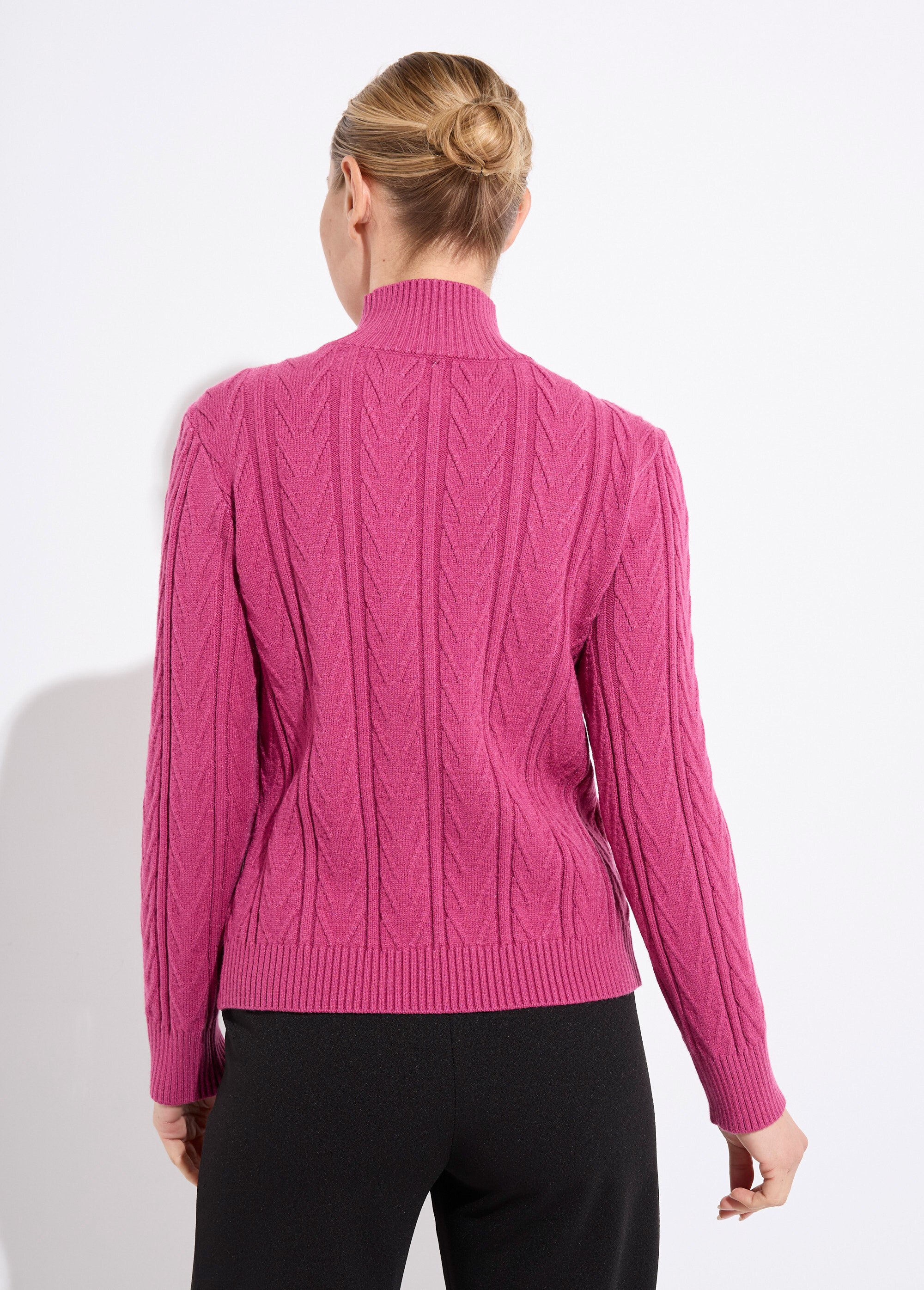 Pull chaud col montant côtelé et torsadé Femme Violet PETRONIA DO1