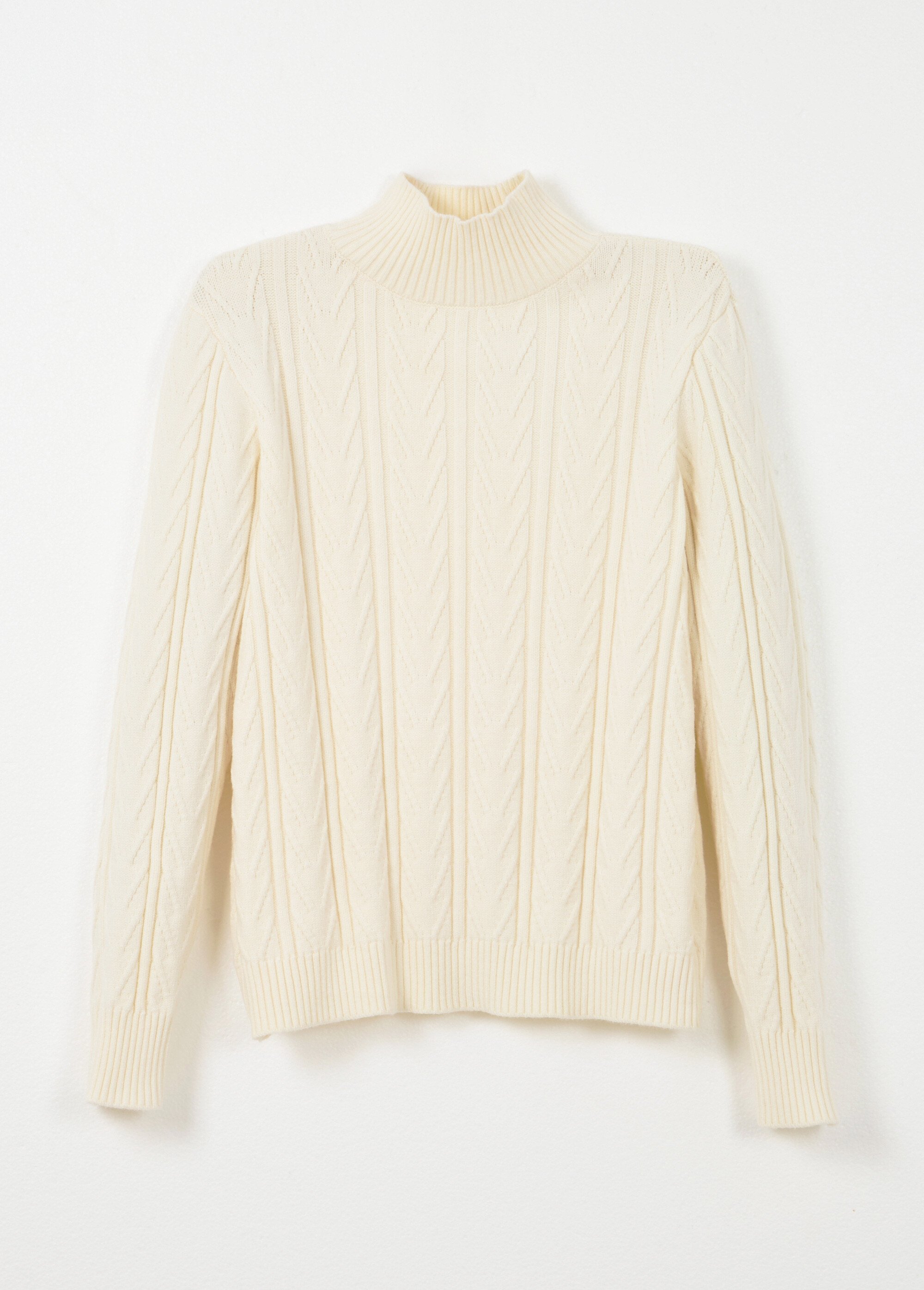 Pull chaud col montant côtelé et torsadé Femme Beige PETRONIA AP1