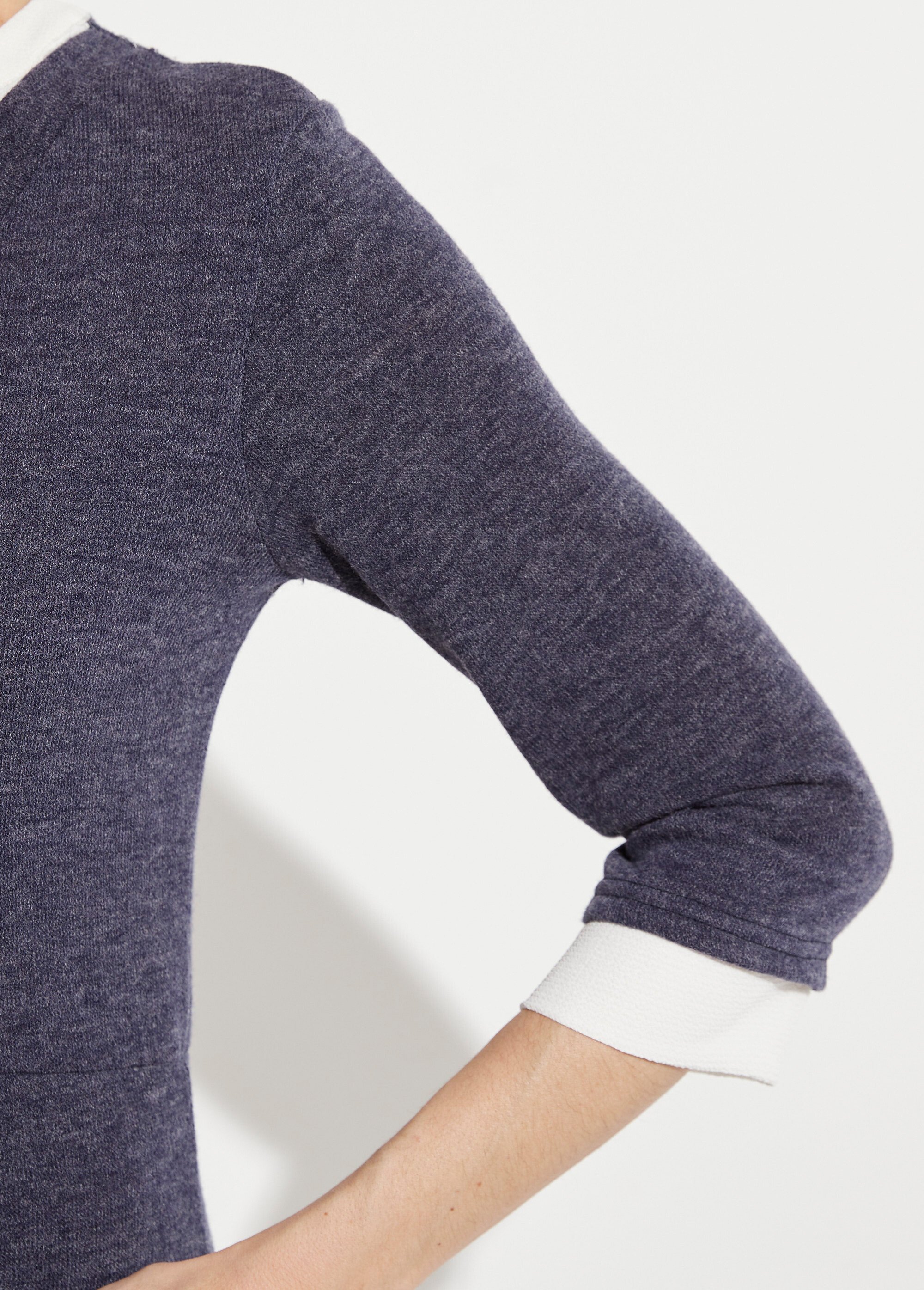 Robe courte effet 2 en 1 maille chaude et crêpe Femme BLEU MARINE HORIA DE2