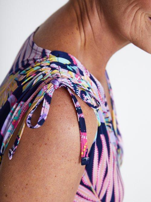 Robe courte effet cache-coeur nouettes épaules Femme Bleu ESPAGNOL DE3