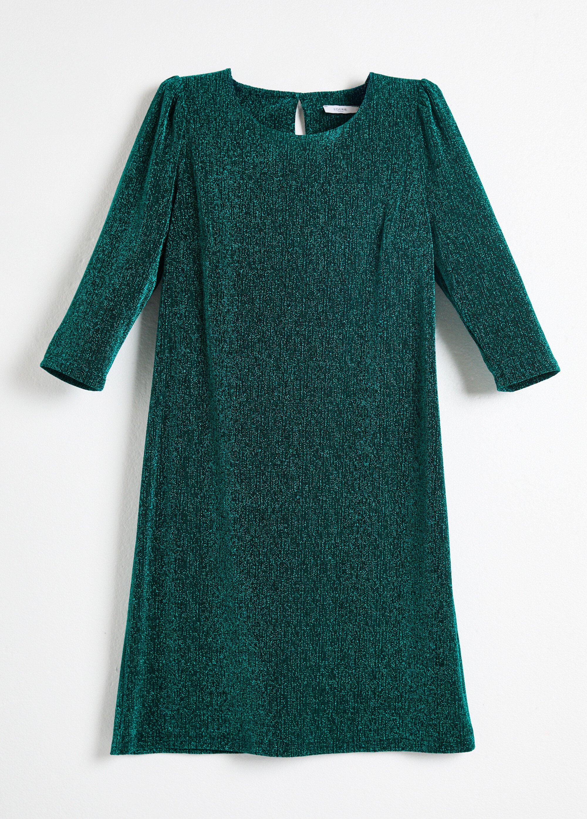 Robe droite courte maille brillante métallisée Femme Vert HELIADE AP1