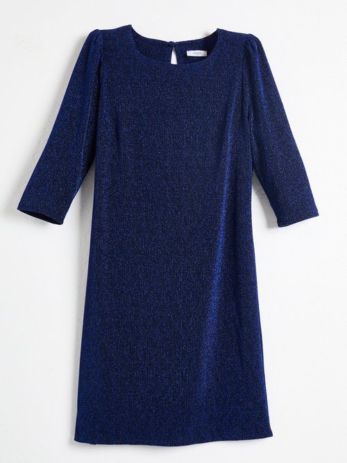 Robe droite courte maille brillante métallisée Femme Bleu HELIADE AP1
