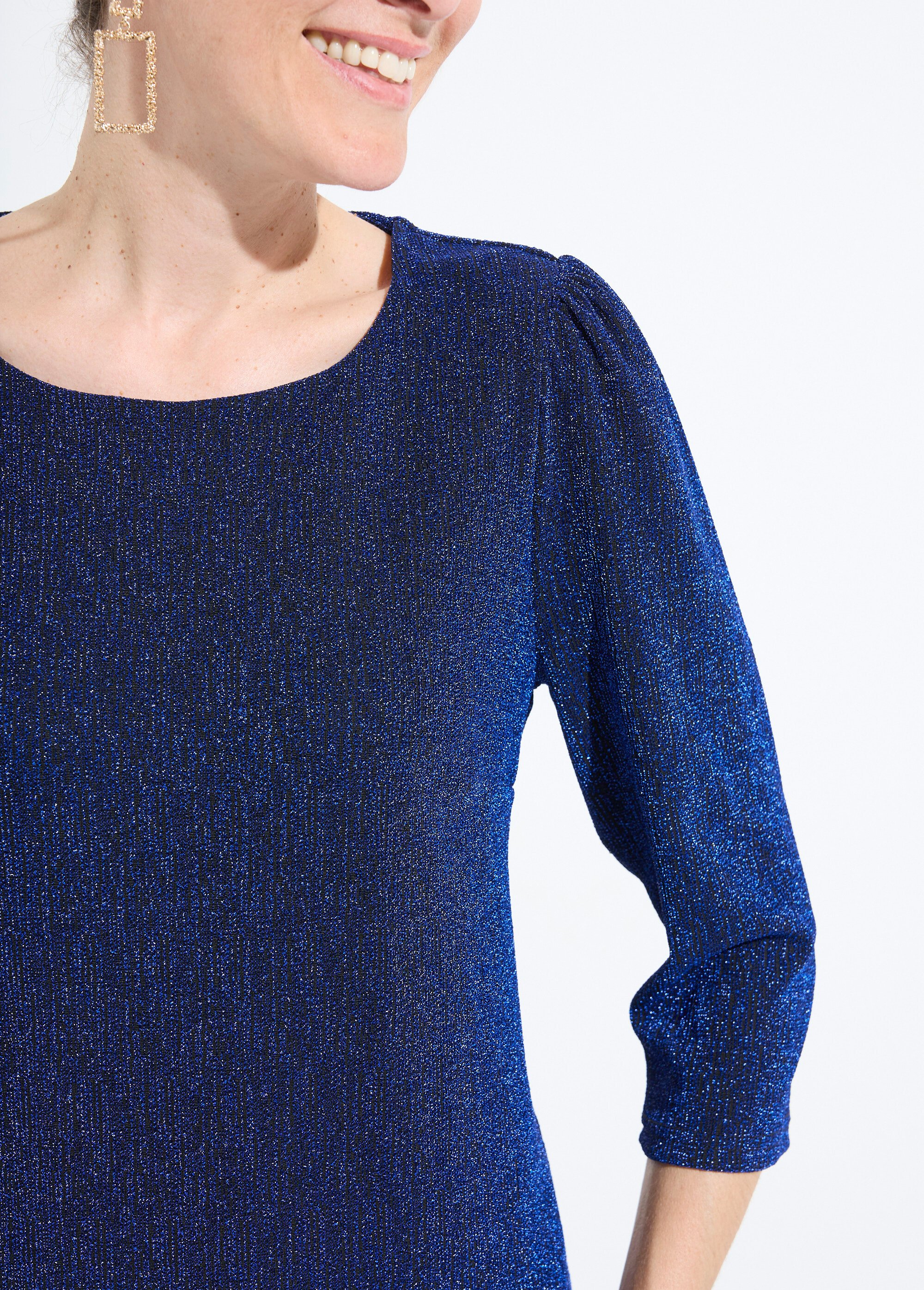 Robe droite courte maille brillante métallisée