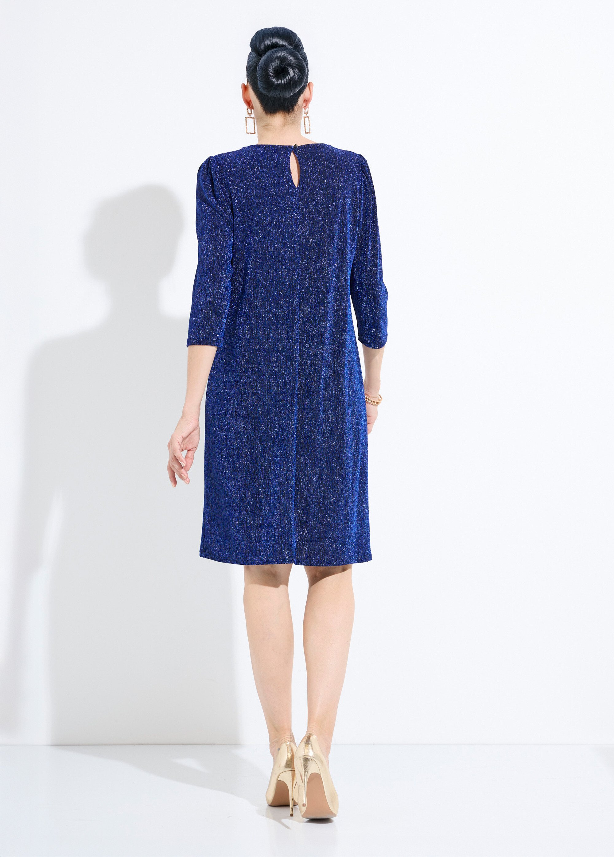 Robe droite courte maille brillante métallisée