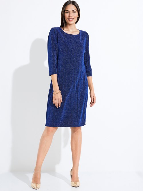 Robe droite courte maille brillante métallisée Femme Bleu HELIADE FA1