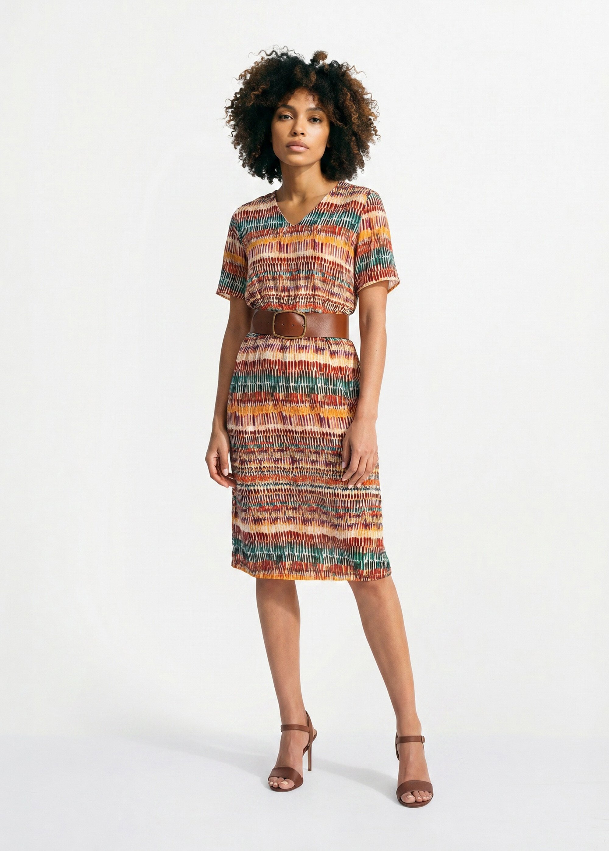 Robe-housse courte imprimé ethnique Femme Rouge EJIVE FA1