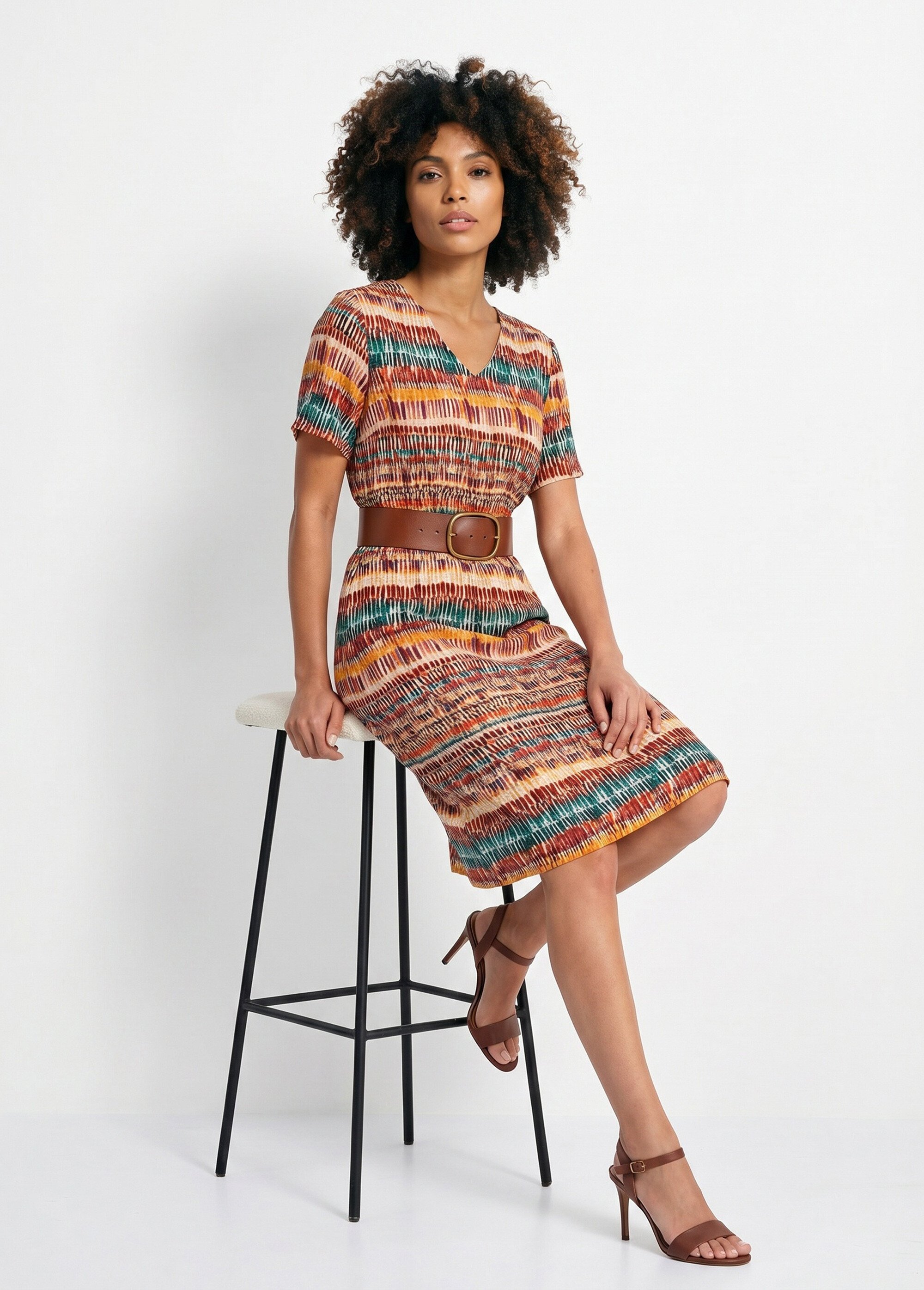 Robe-housse courte imprimé ethnique Femme Rouge EJIVE MV1