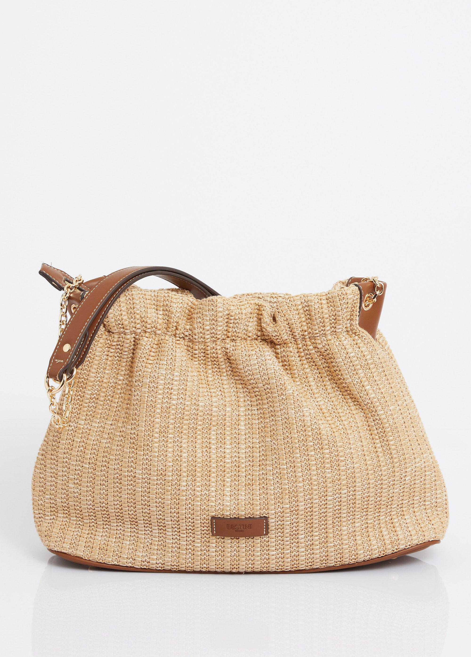 Sac à main bourse, effet tressé raphia Femme Marron MIM90795-4 DE1