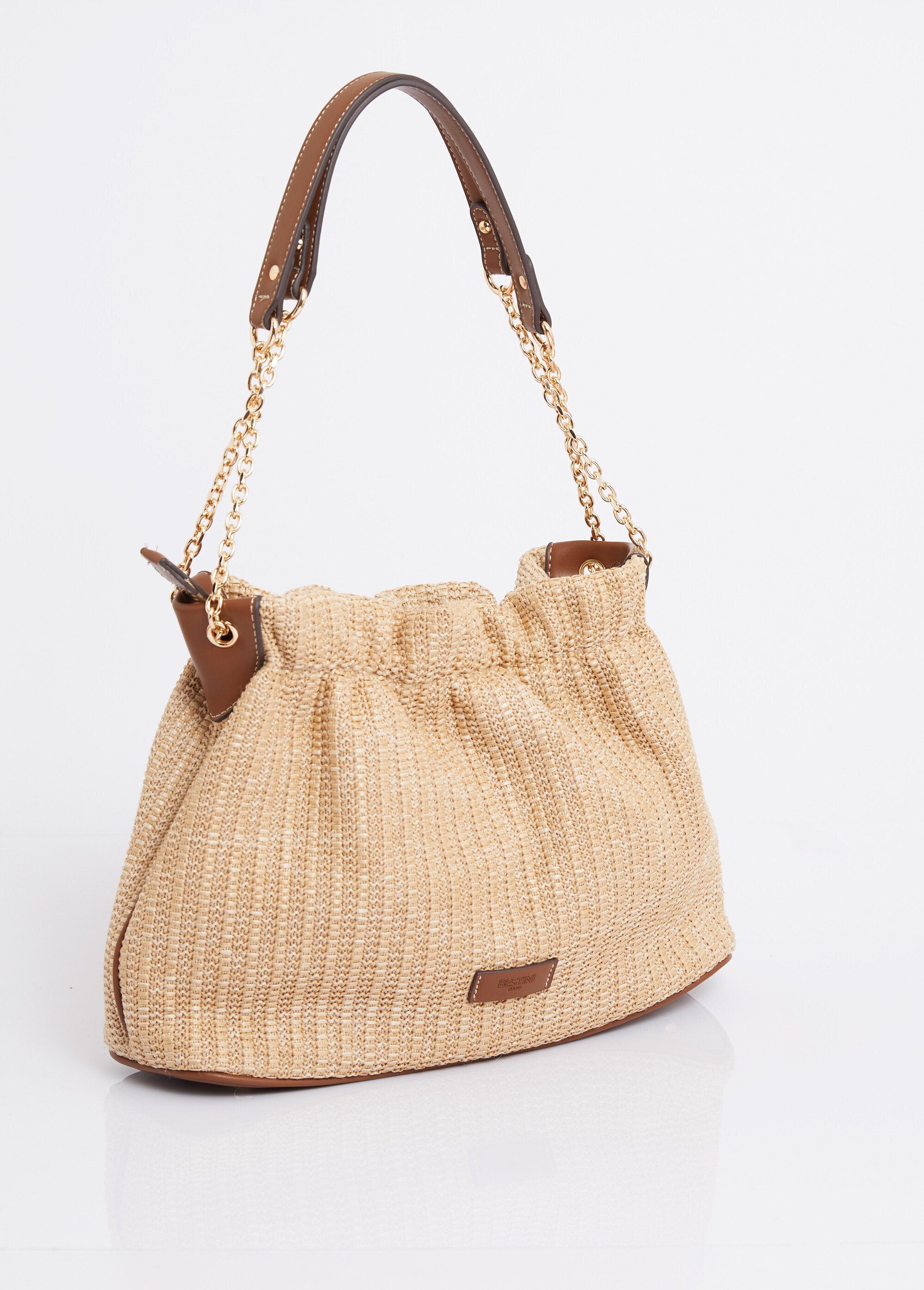 Sac à main bourse, effet tressé raphia