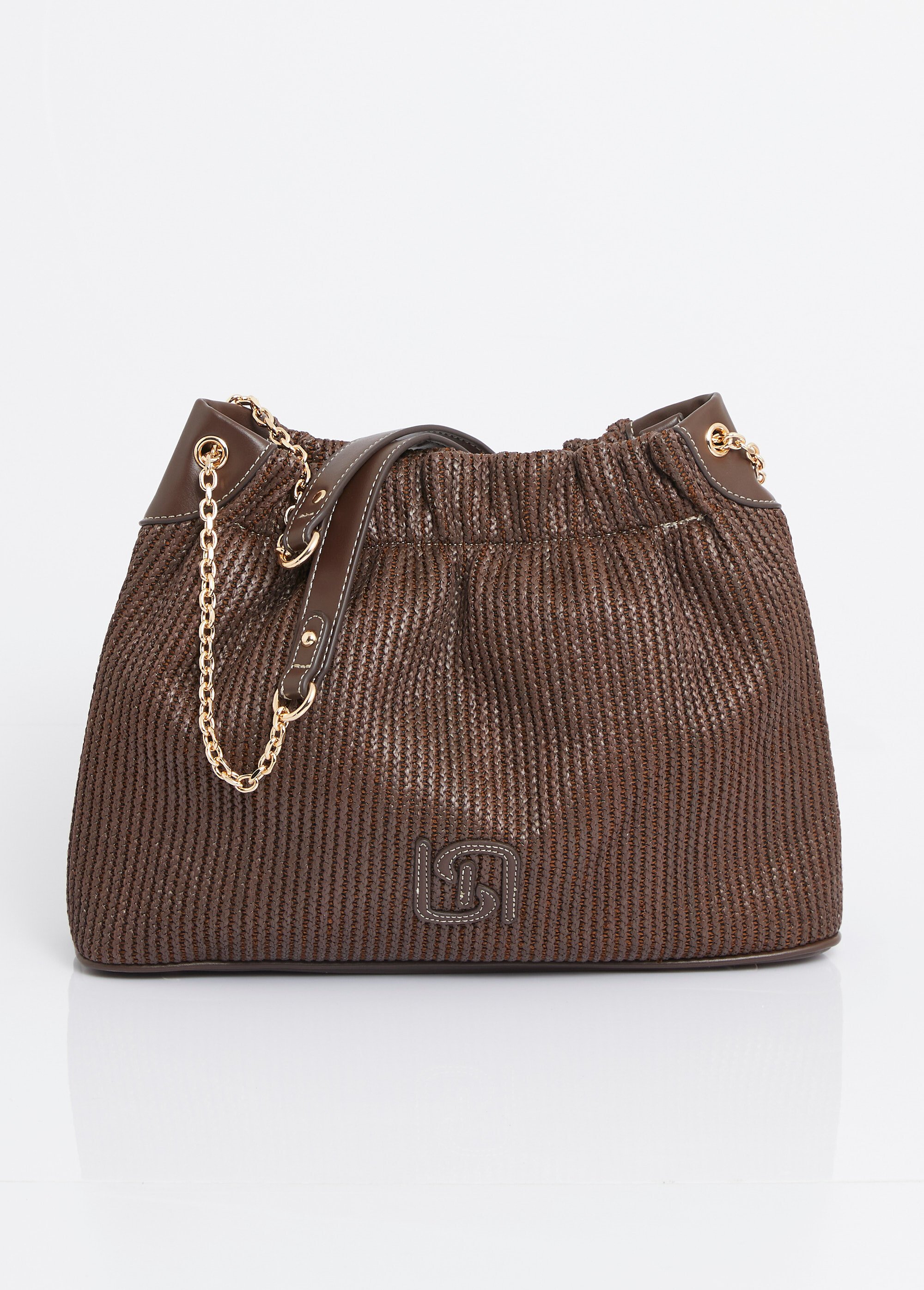 Sac à main bourse, effet tressé raphia