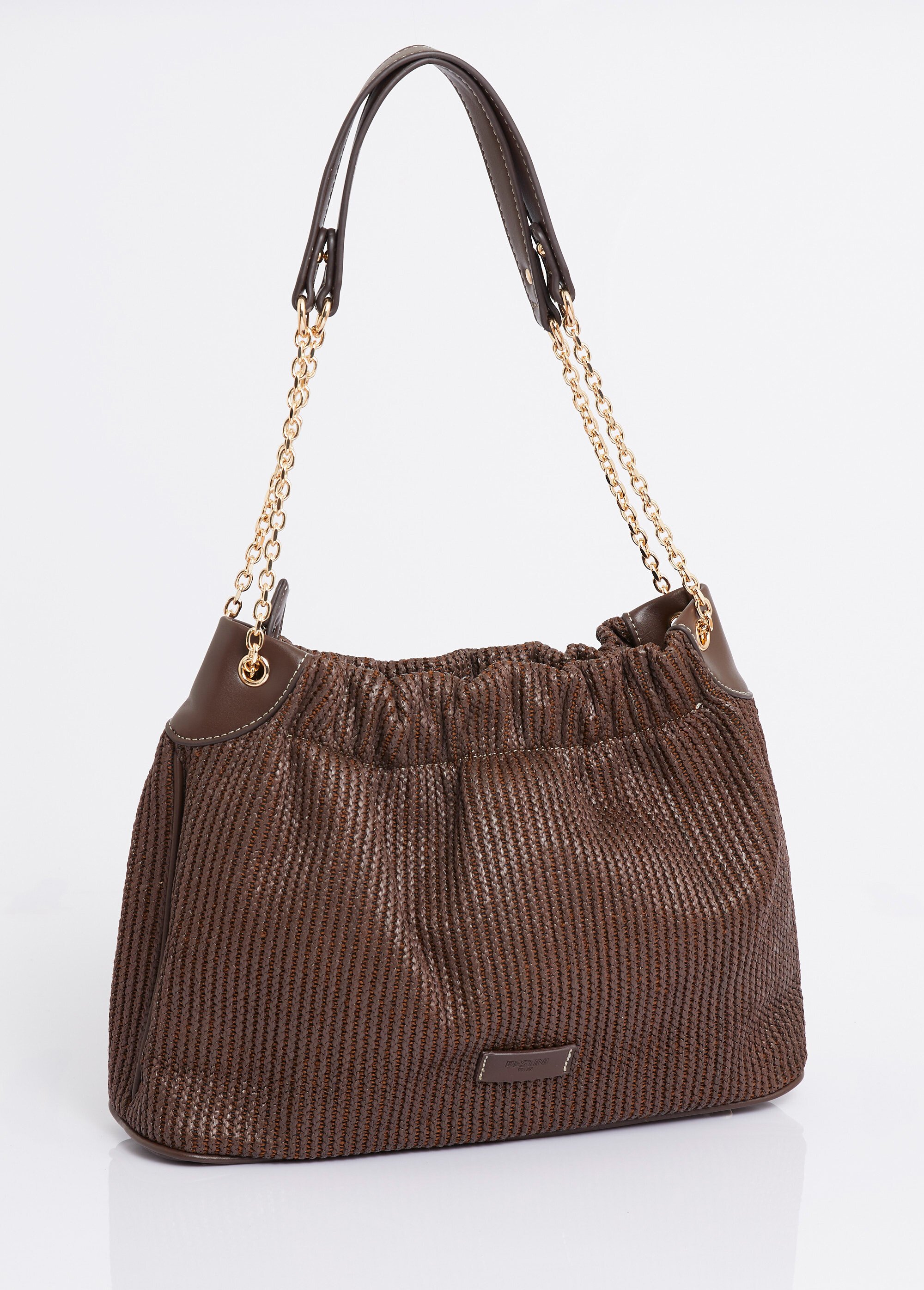 Sac à main bourse, effet tressé raphia Femme Marron MIM90795-4 DO1