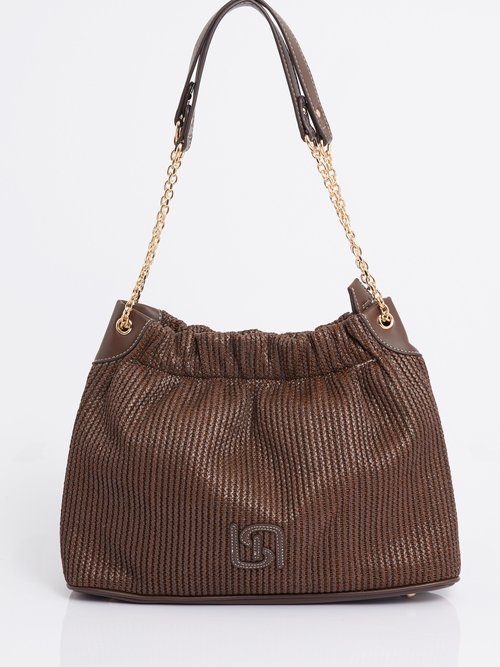 Sac à main bourse, effet tressé raphia Femme Marron MIM90795-4 FA1