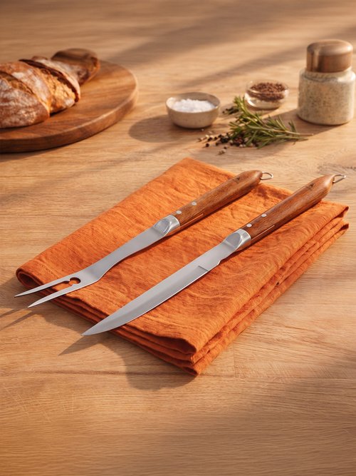 Set 2 Ustensiles barbecue acier/bois SEVE 1 Marron 9180610 SI1