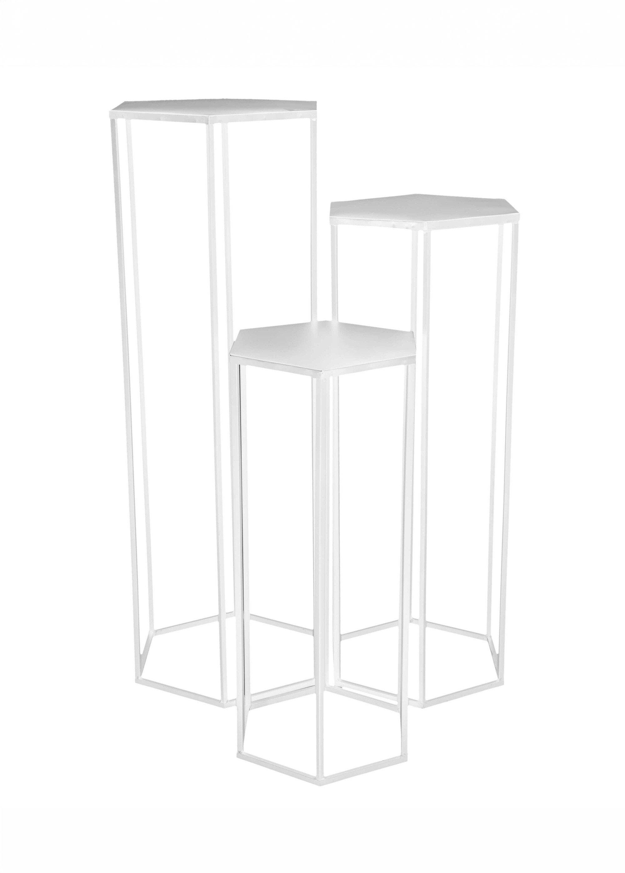 Set 3 Sellettes gigognes design en métal BLANC CMP-HD62201 DE1