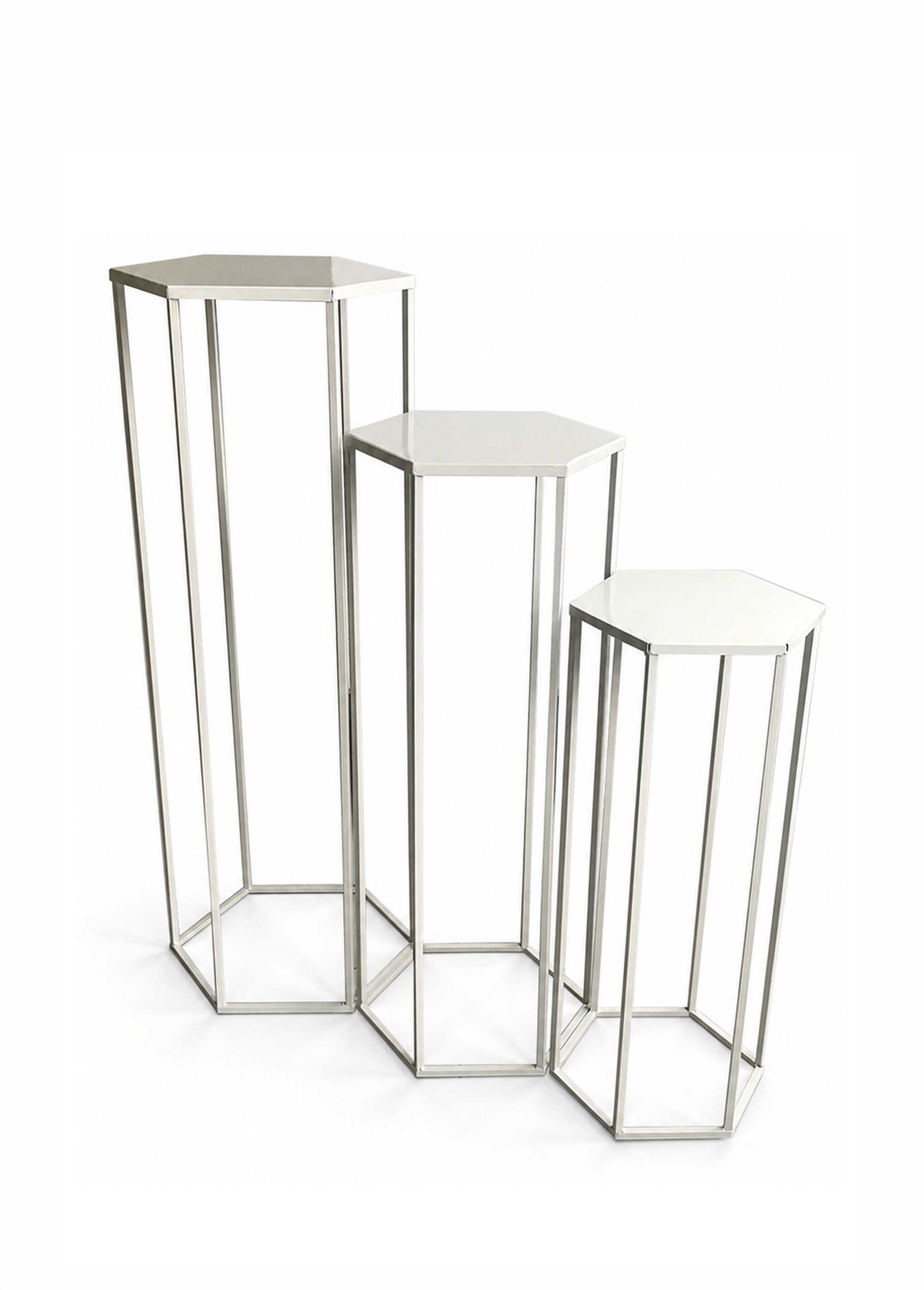 Set 3 Sellettes gigognes design en métal BLANC CMP-HD62201 FA1