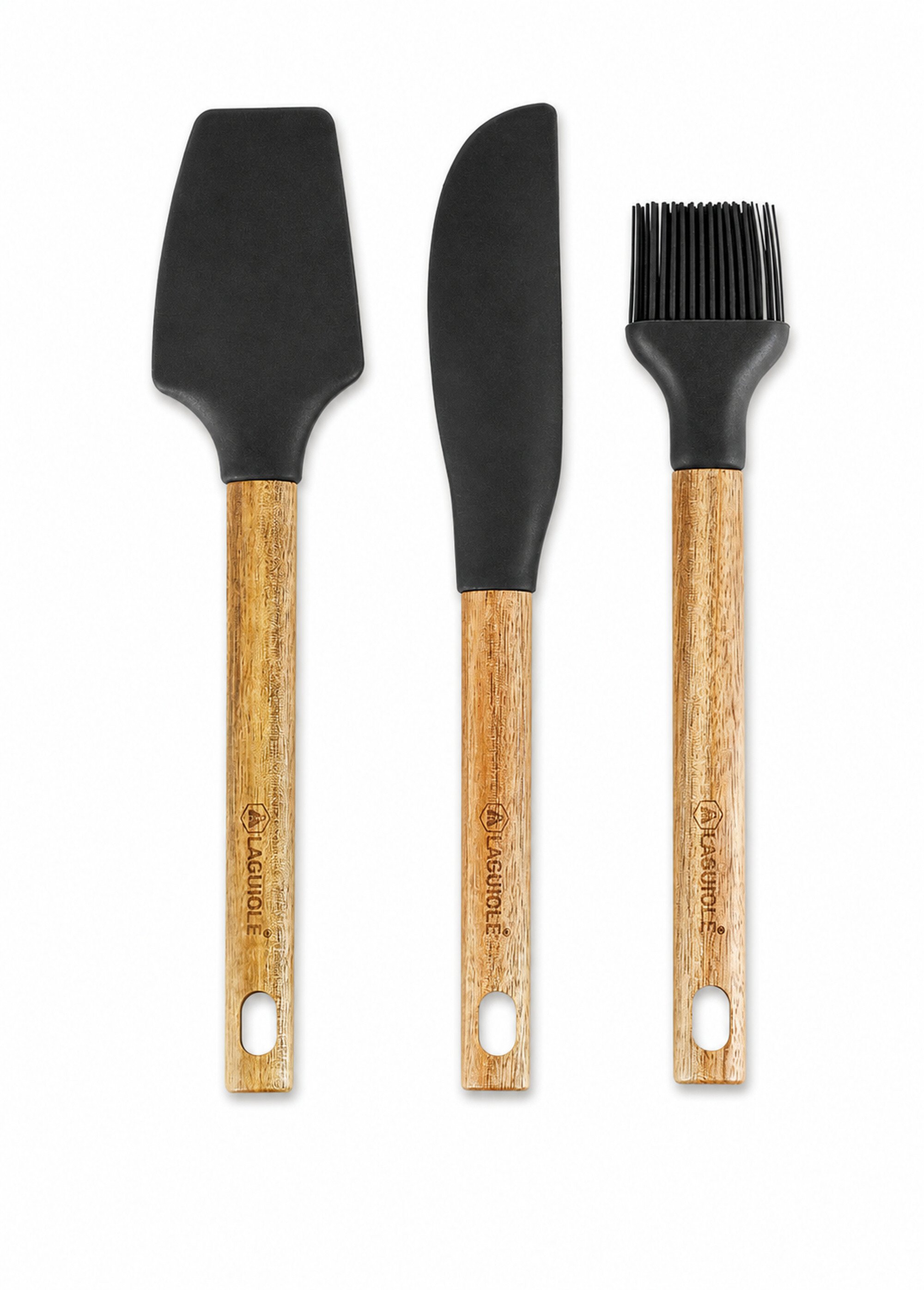 Set 3 Ustensiles silicone et bois SEVE Noir 9180605 FA1