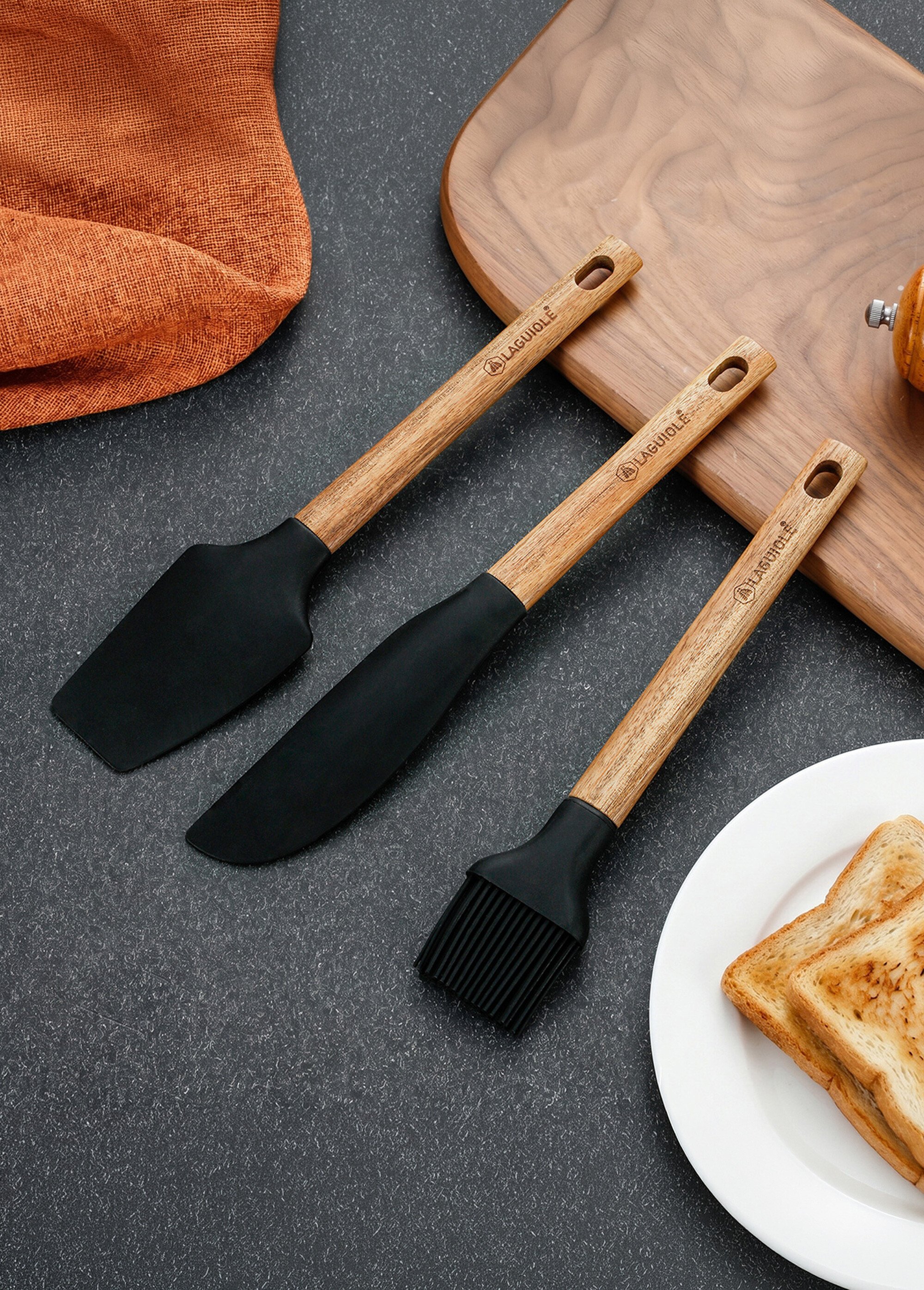 Set 3 Ustensiles silicone et bois SEVE Noir 9180605 SI1