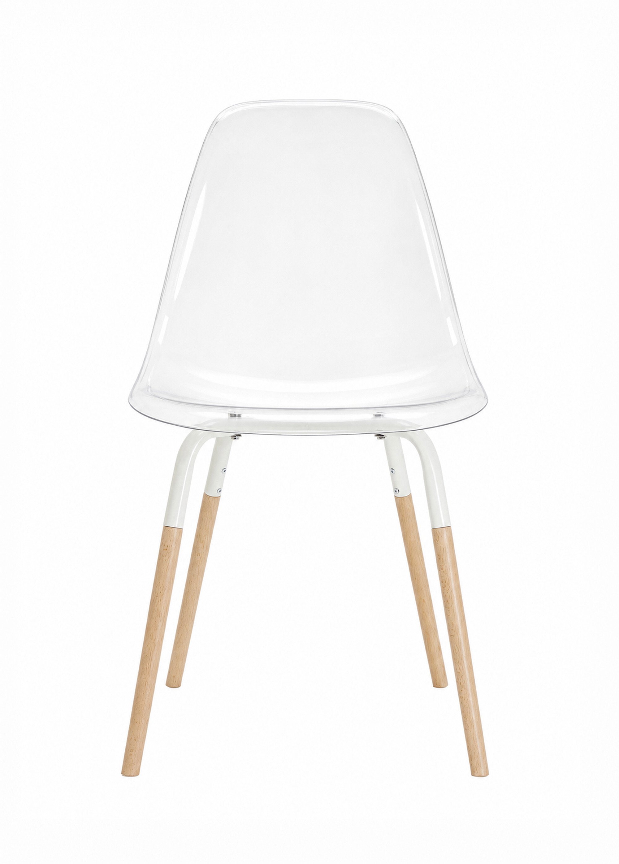 Set 4 Chaises coque transparente et bois BLANC CMP-HD7614 DE1