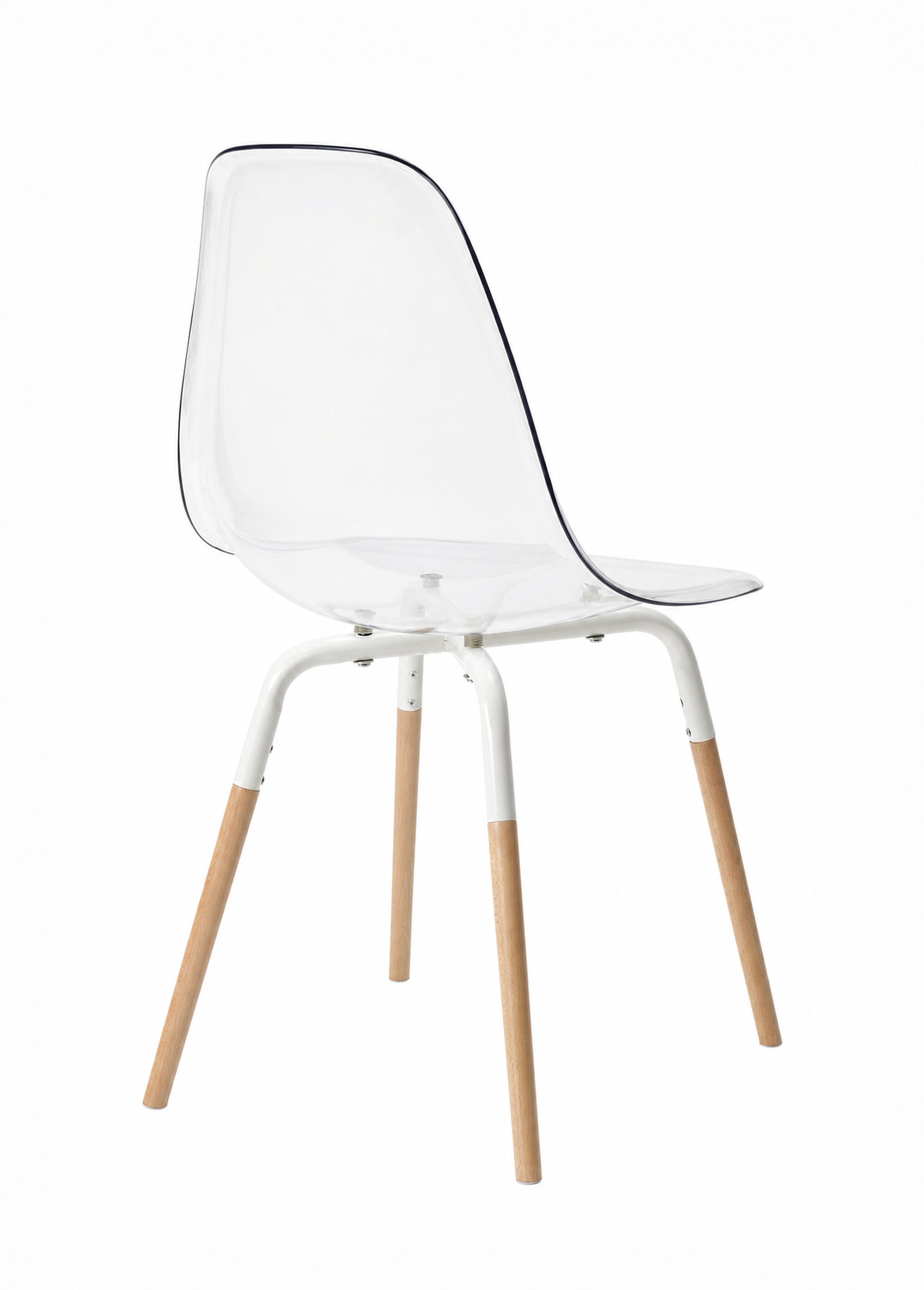 Set 4 Chaises coque transparente et bois BLANC CMP-HD7614 DO1