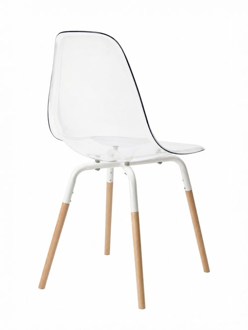 Set 4 Chaises coque transparente et bois BLANC CMP-HD7614 DO1
