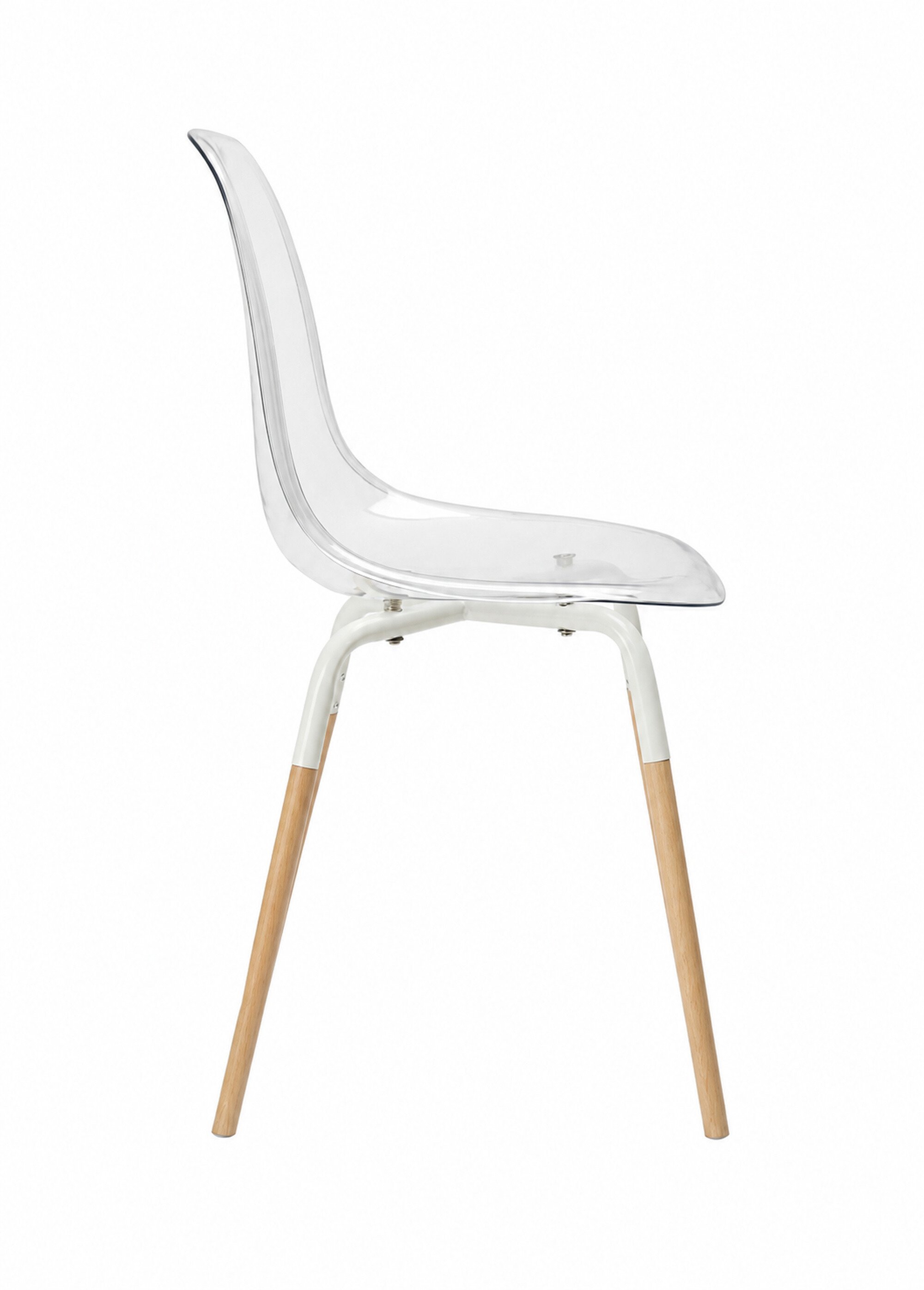 Set 4 Chaises coque transparente et bois BLANC CMP-HD7614 DR1