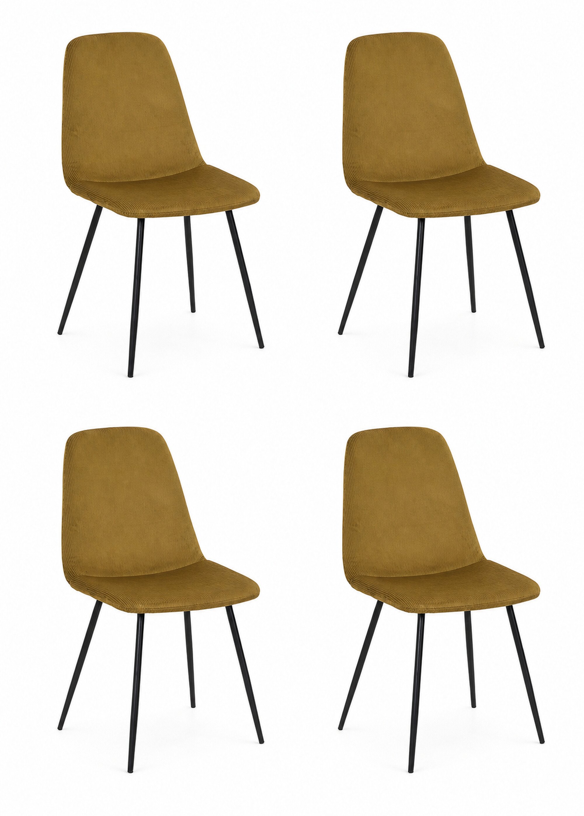 Set 4 Chaises velours cotelé, pieds métal JAUNE CMP-HD67051 FA1