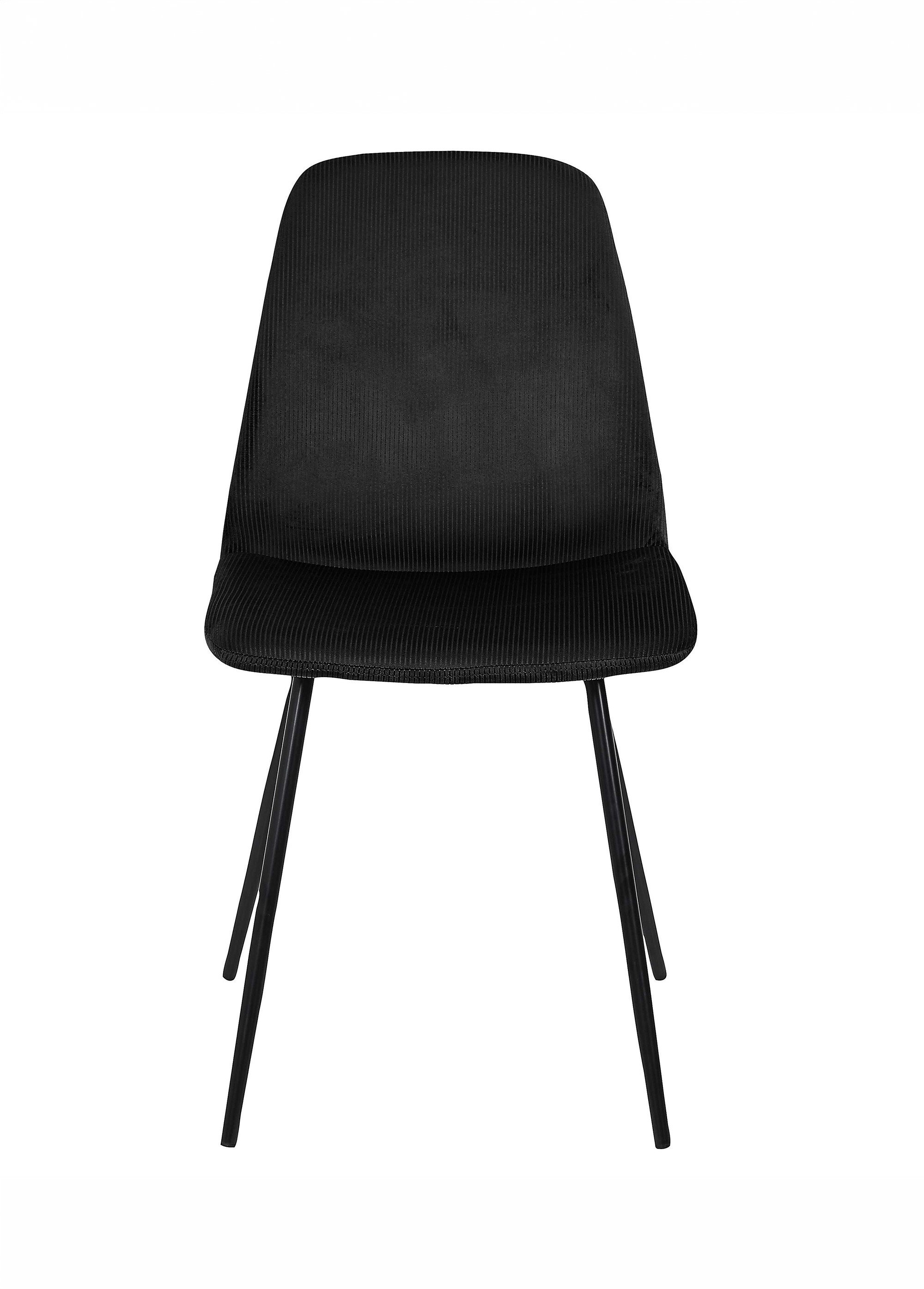 Set 4 Chaises velours cotelé, pieds métal NOIR CMP-HD67051 DE1