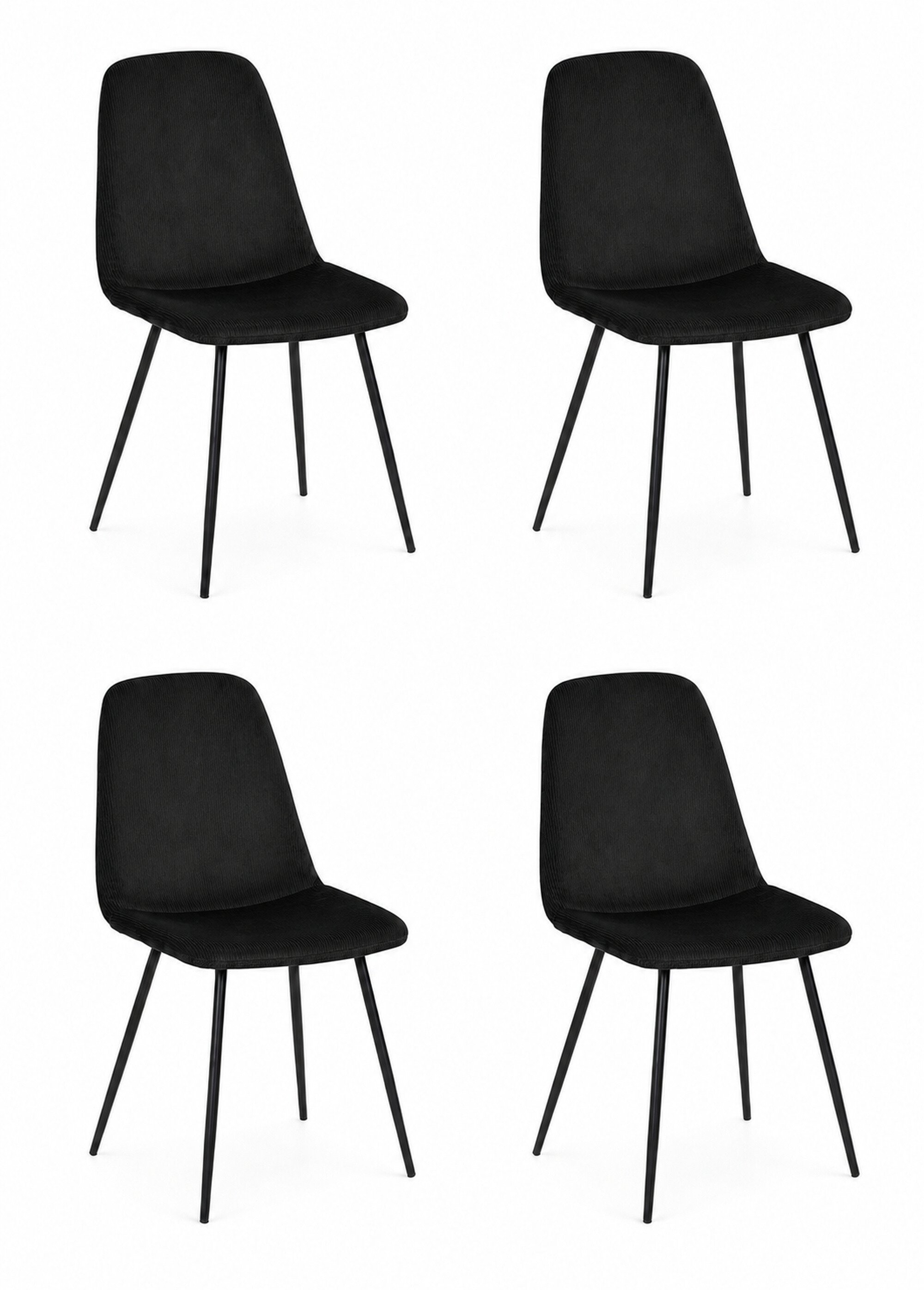 Set 4 Chaises velours cotelé, pieds métal NOIR CMP-HD67051 FA1