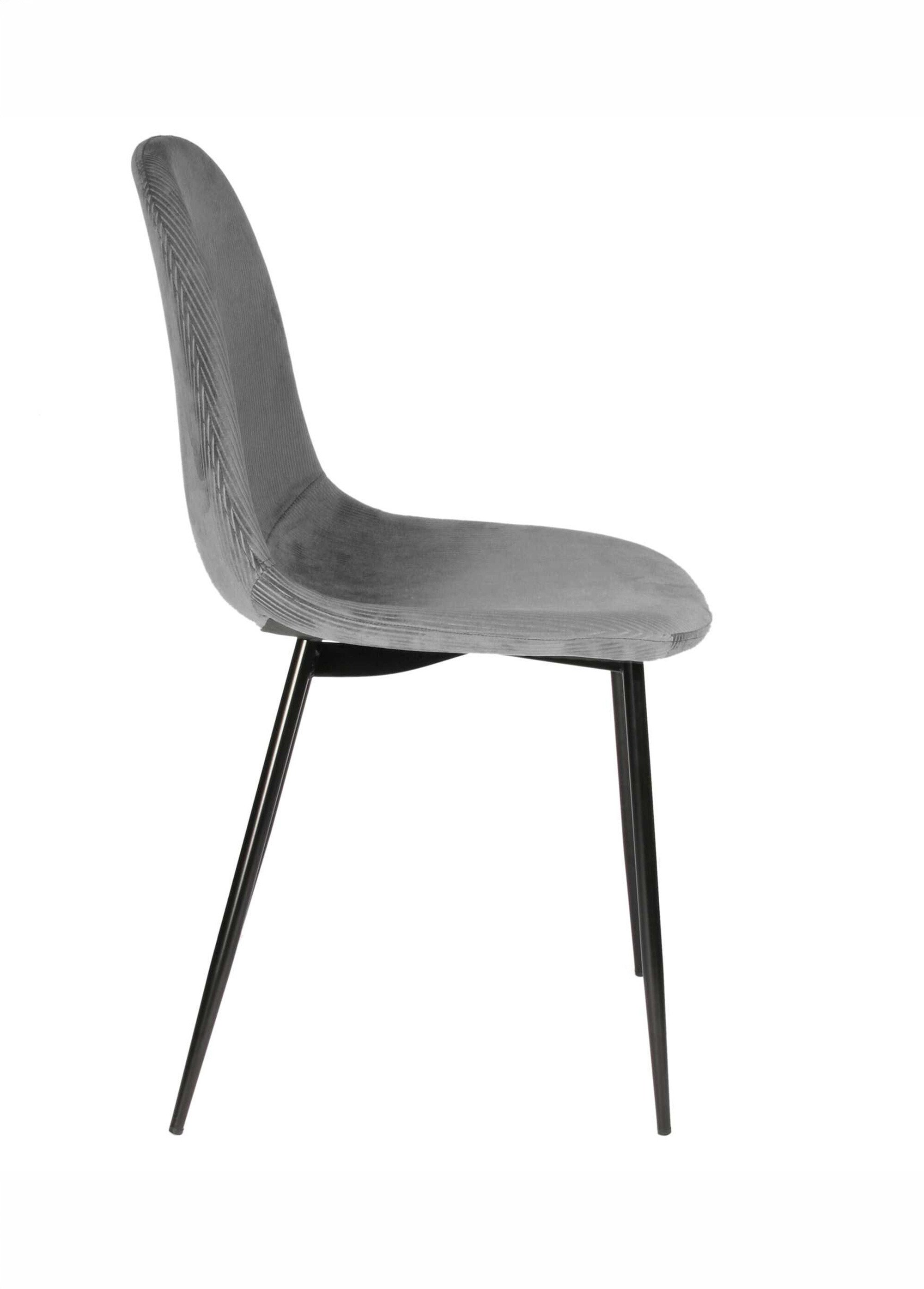 Set 4 Chaises velours cotelé, pieds métal GRIS CMP-HD67051 DR1