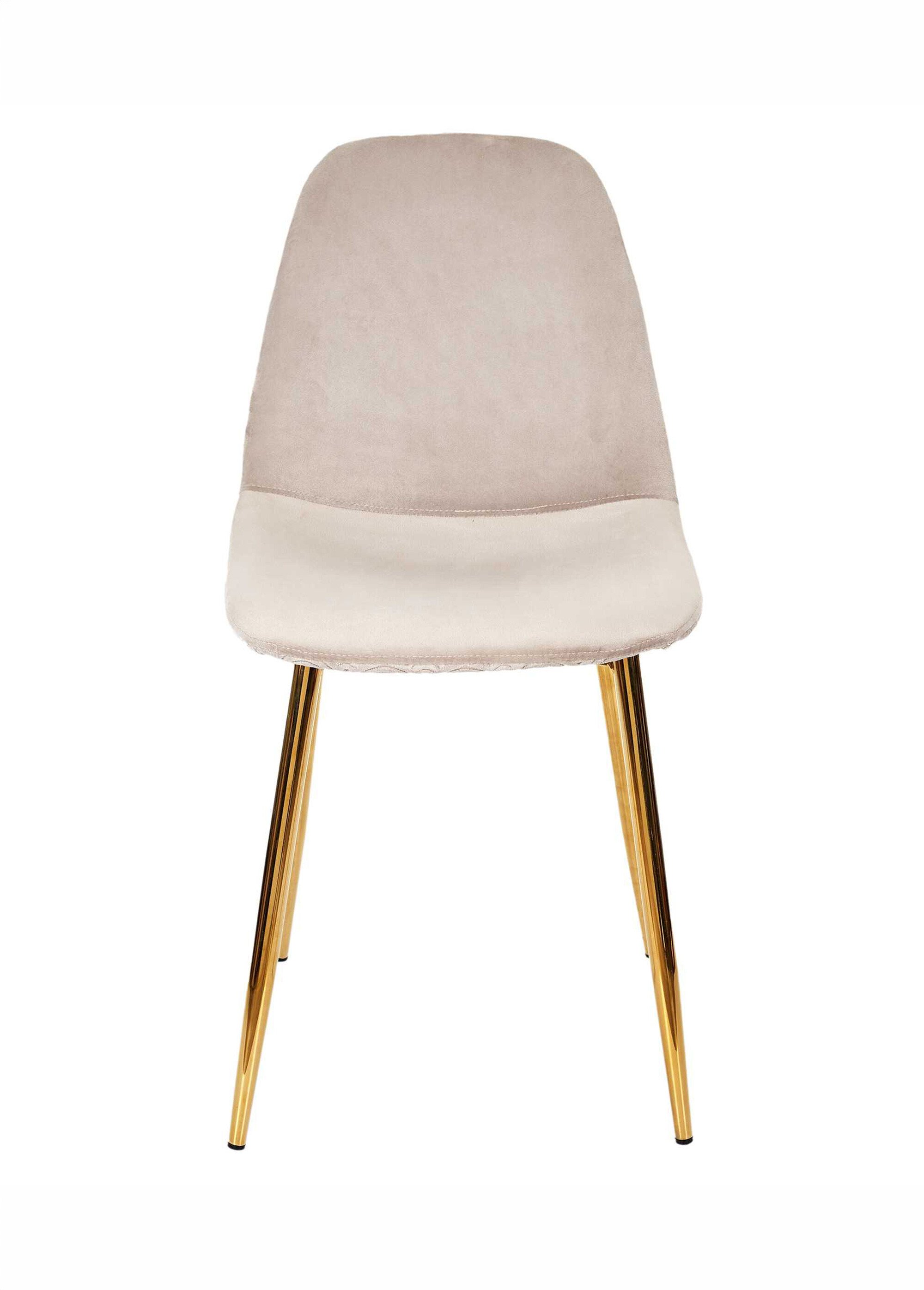 Set 4 Chaises velours, pieds métal dorés BEIGE CMP-HD7604 DE1
