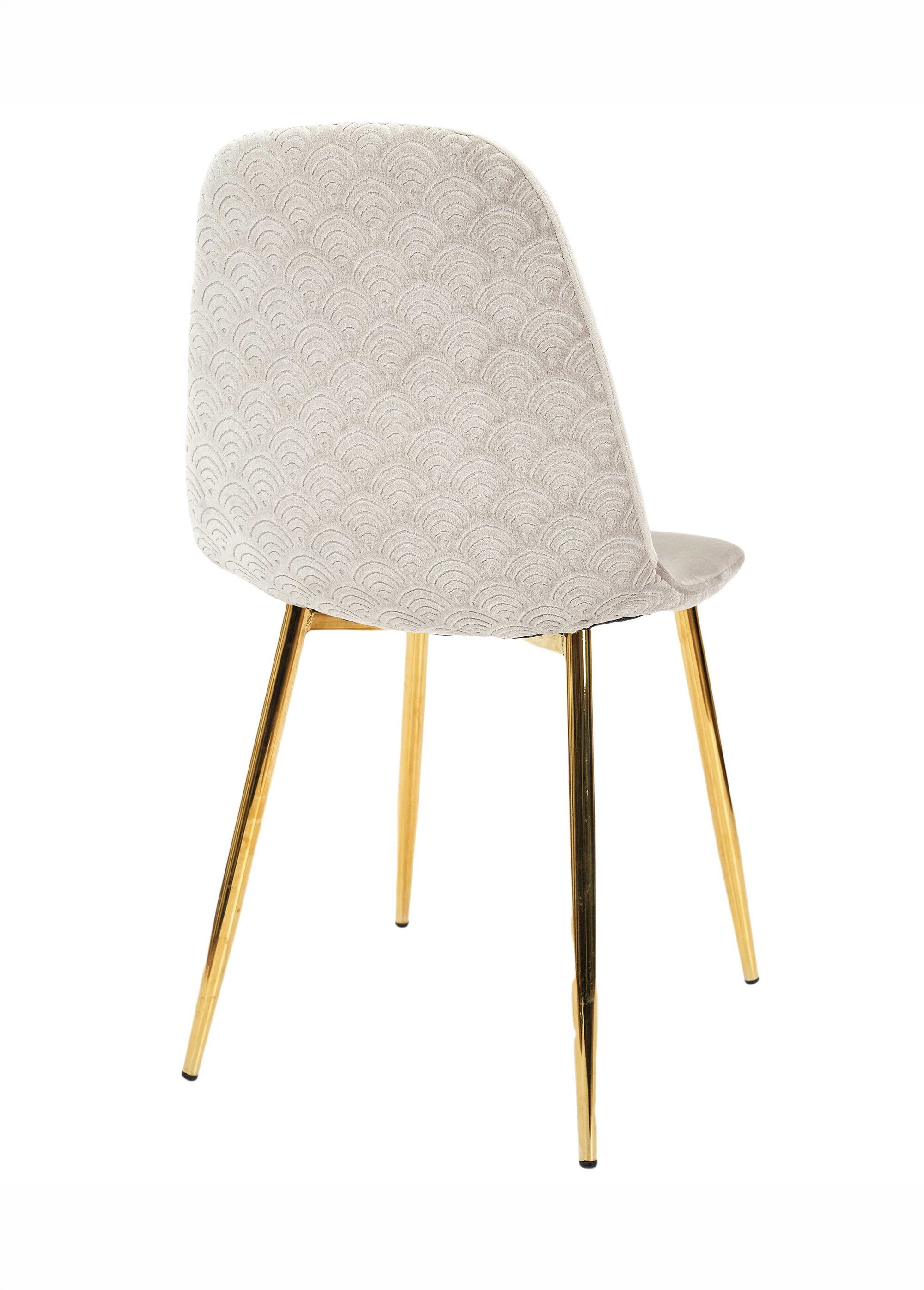 Set 4 Chaises velours, pieds métal dorés BEIGE CMP-HD7604 DO1