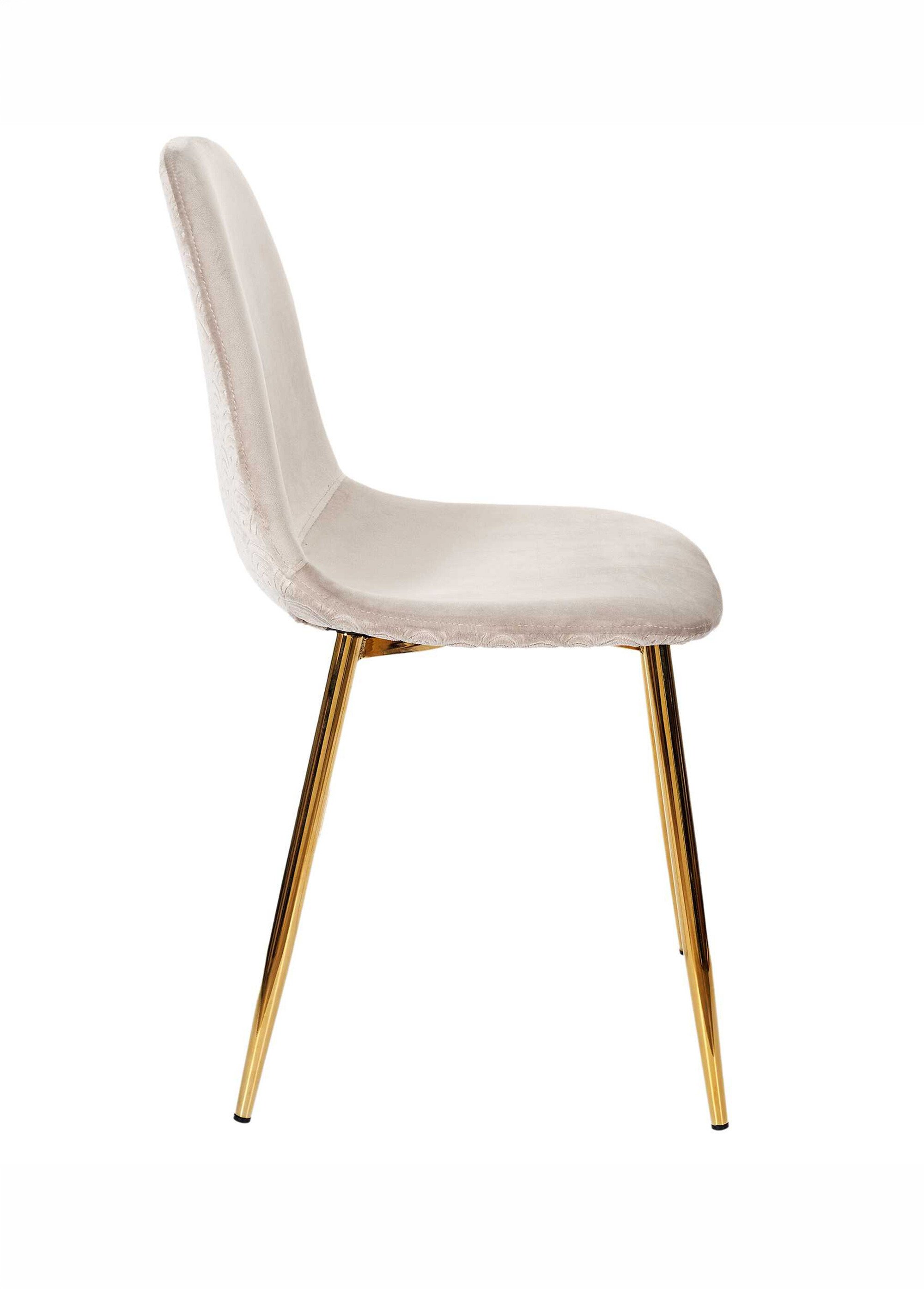 Set 4 Chaises velours, pieds métal dorés BEIGE CMP-HD7604 DR1