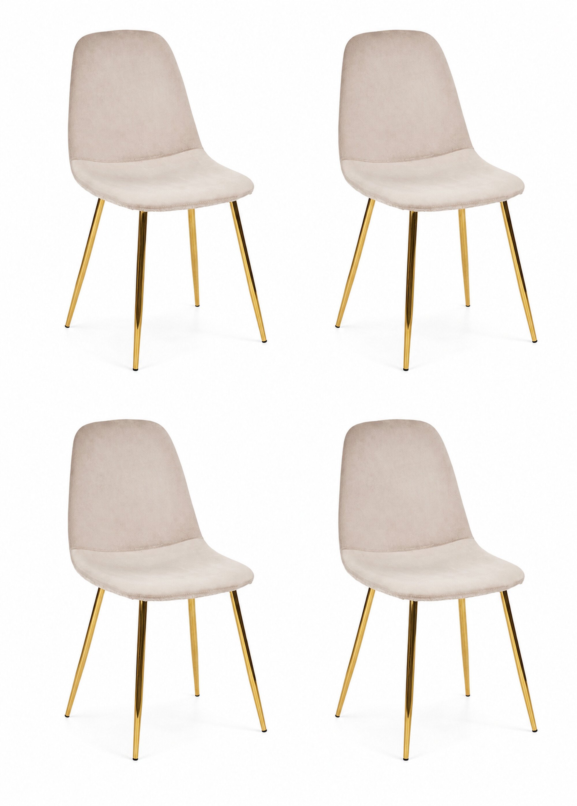 Set 4 Chaises velours, pieds métal dorés BEIGE CMP-HD7604 FA1