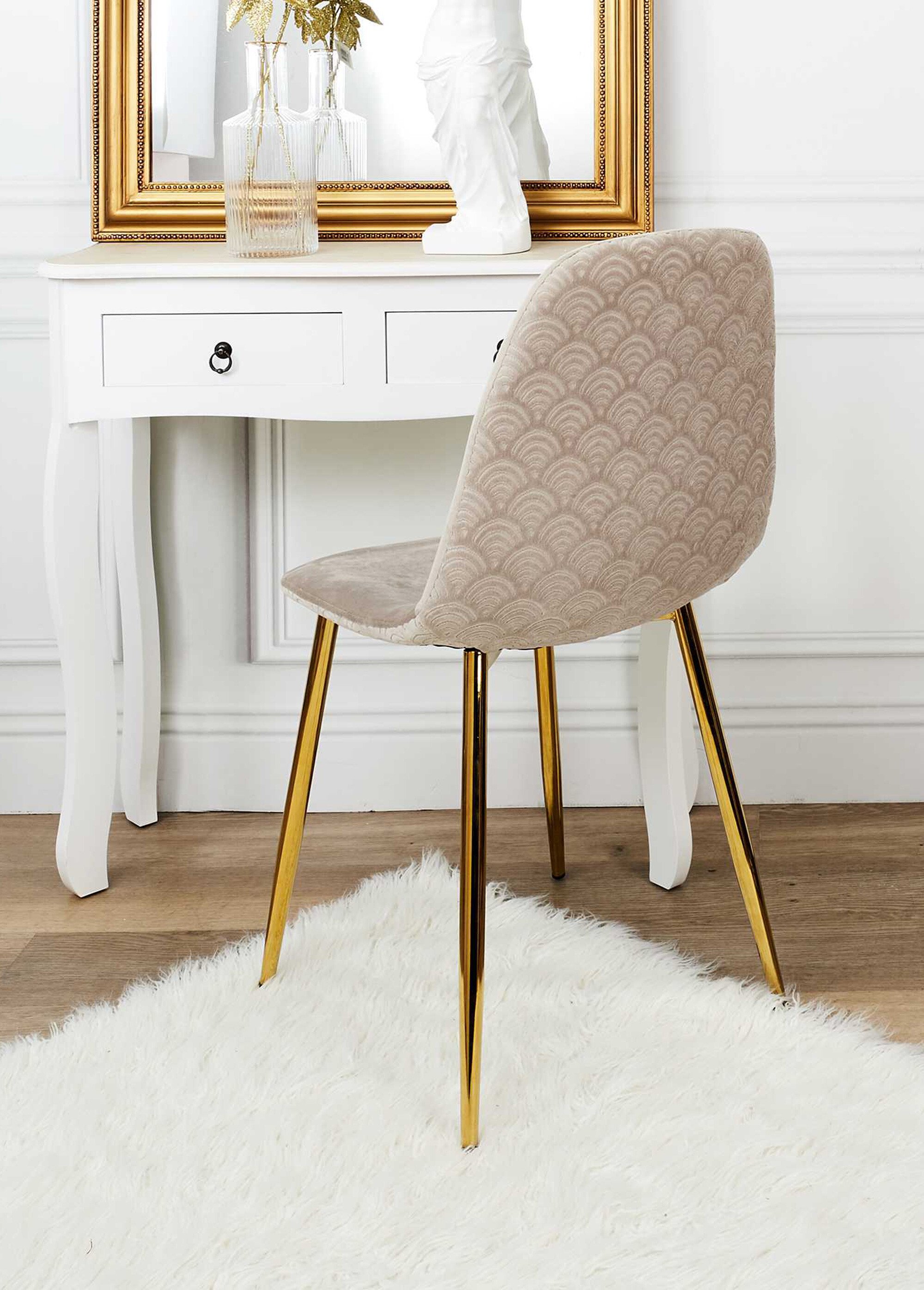 Set 4 Chaises velours, pieds métal dorés BEIGE CMP-HD7604 SI1