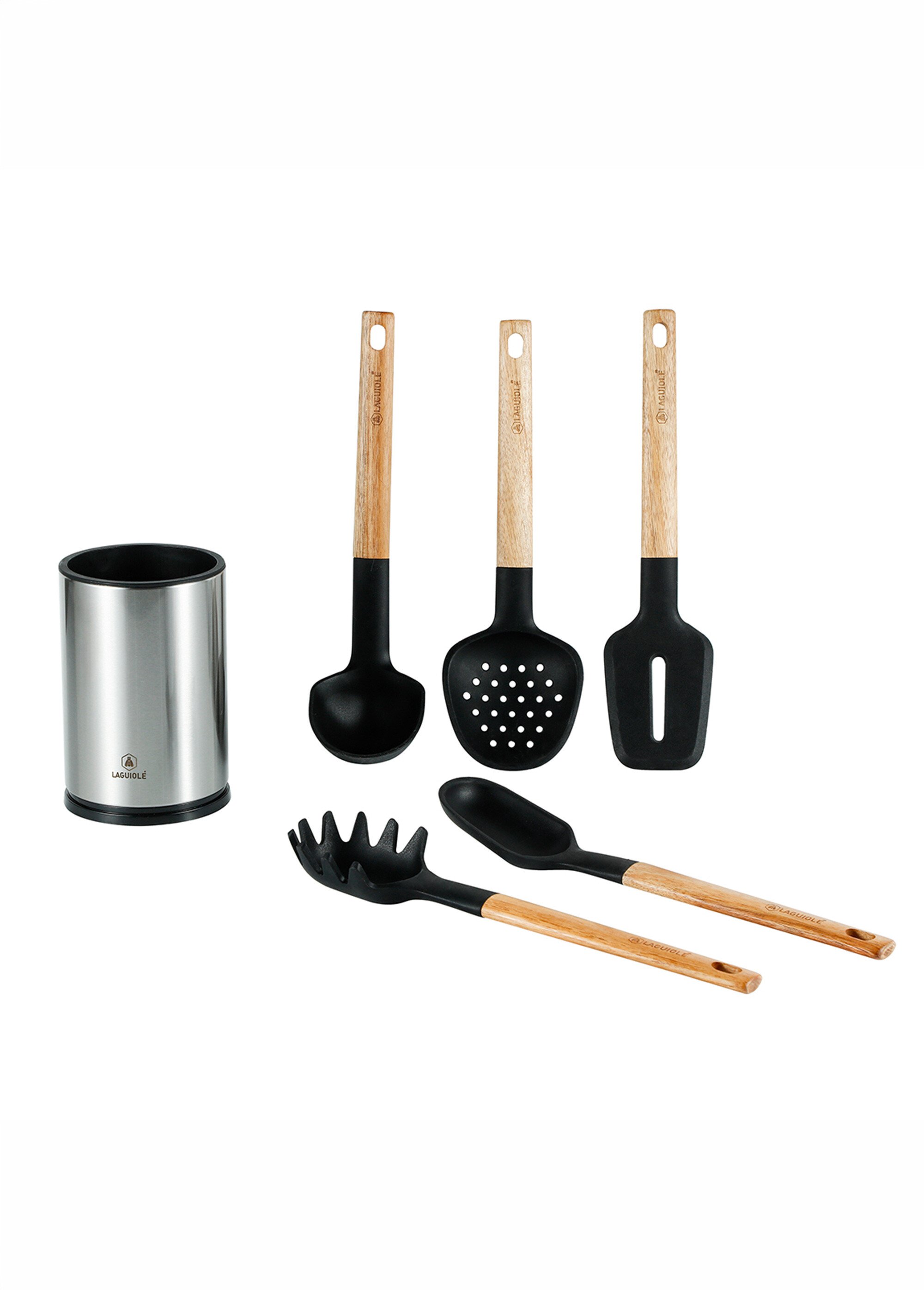 Set 6 Ustensiles silicone et bois SEVE Noir 9180600 DE1