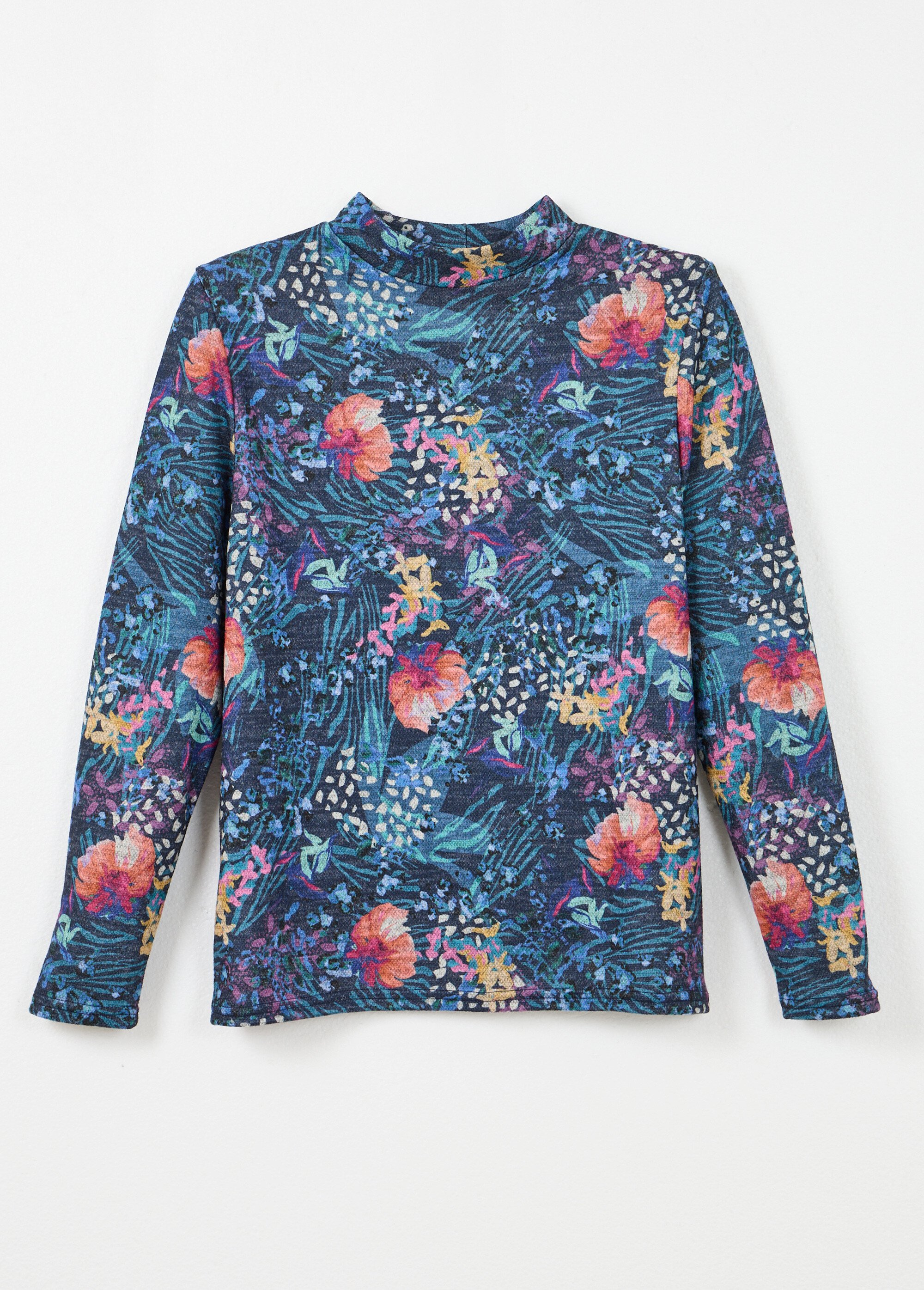 Sous-pull chaud court col montant Femme Bleu CASPAR AP1