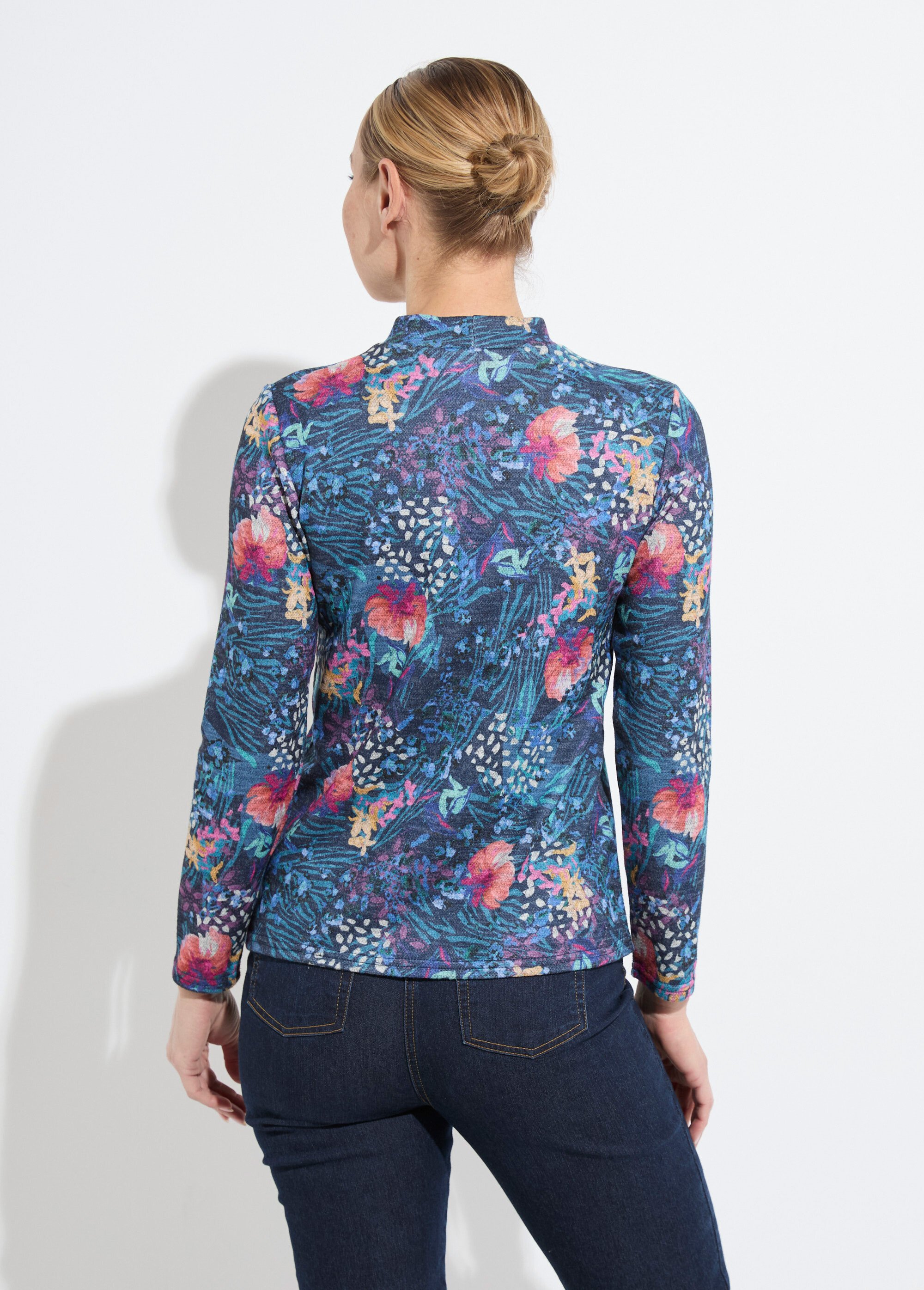 Sous-pull chaud court col montant Femme Bleu CASPAR DO1