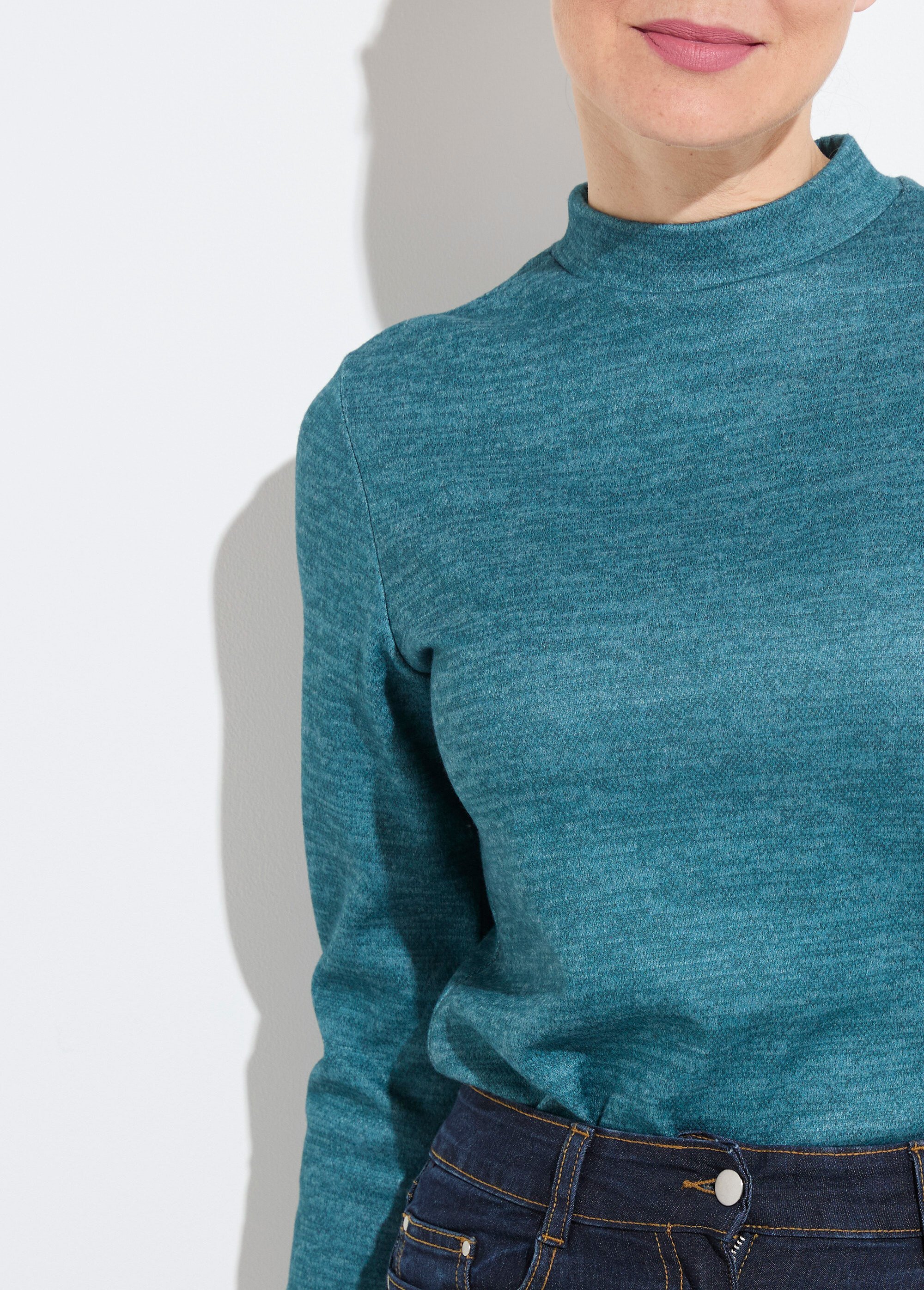 Sous-pull chaud court col montant Femme Vert CASPAR DE1