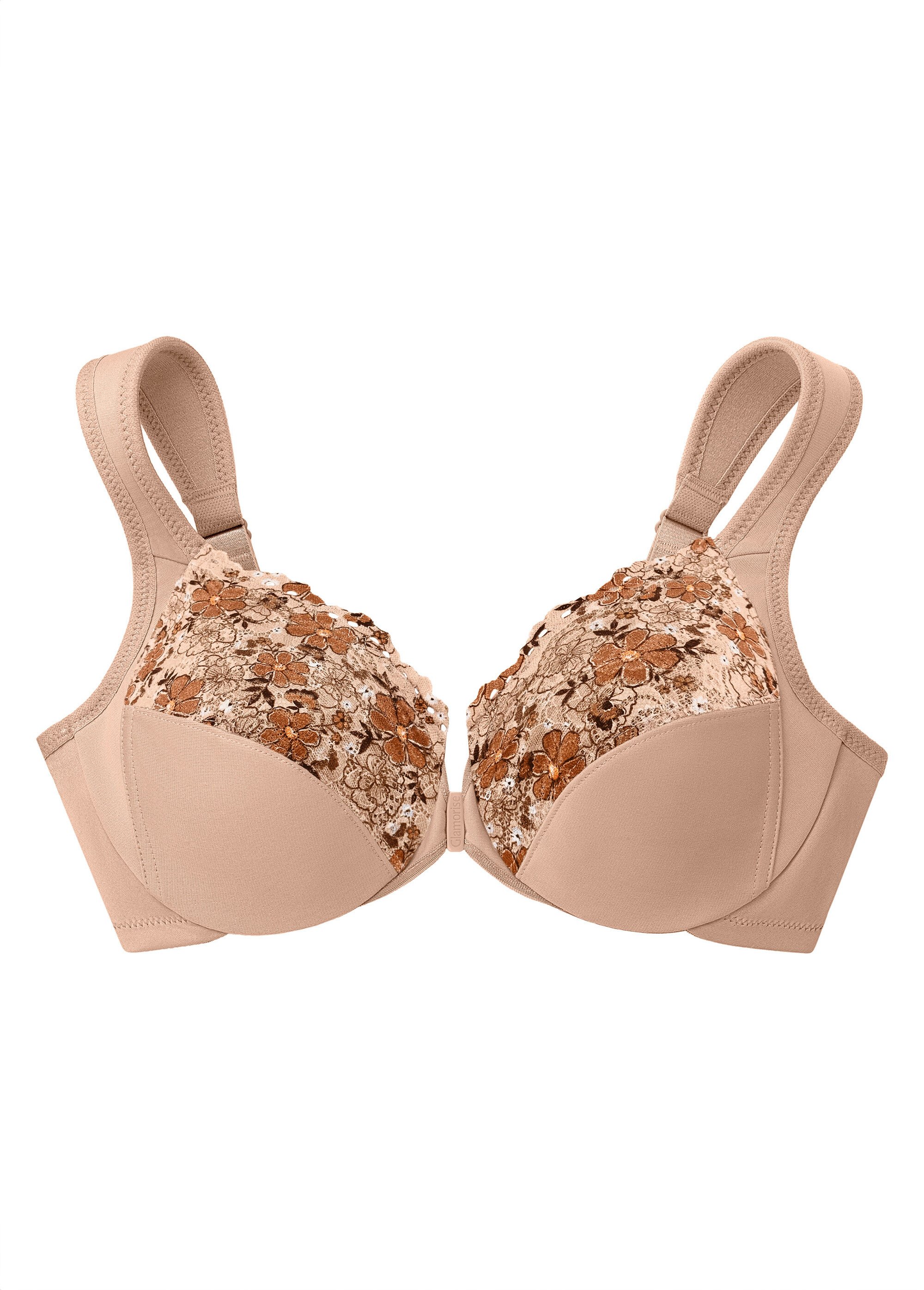 Soutien-gorge WonderWire à Armatures et Fermeture Frontale, Spécial Grandes Tailles n°1245 Femme Grande Taille IMPRESSION DE CAFE 1245 FA2