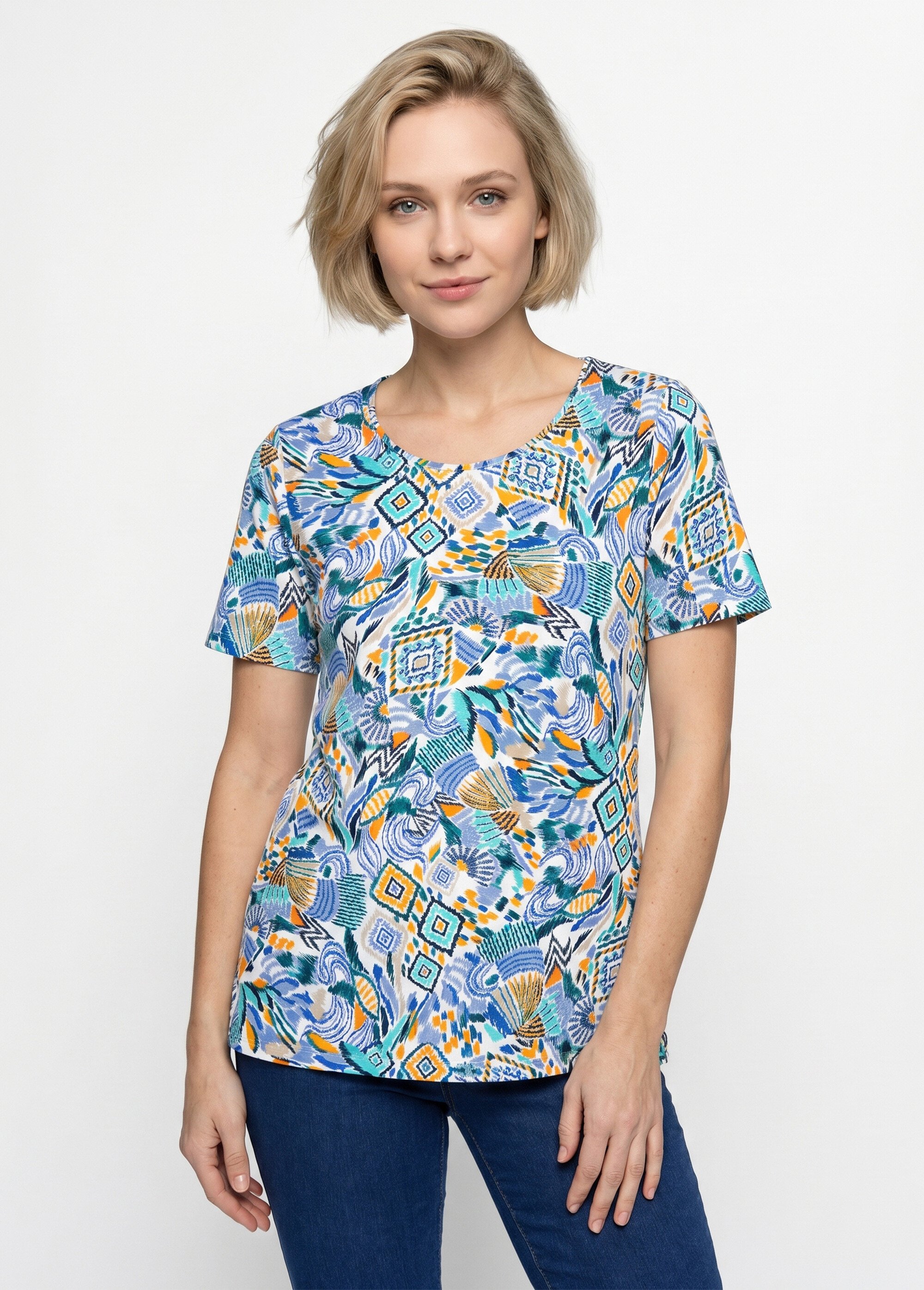 T-shirt long manches courtes Femme Bleu CHEMILLY FA1