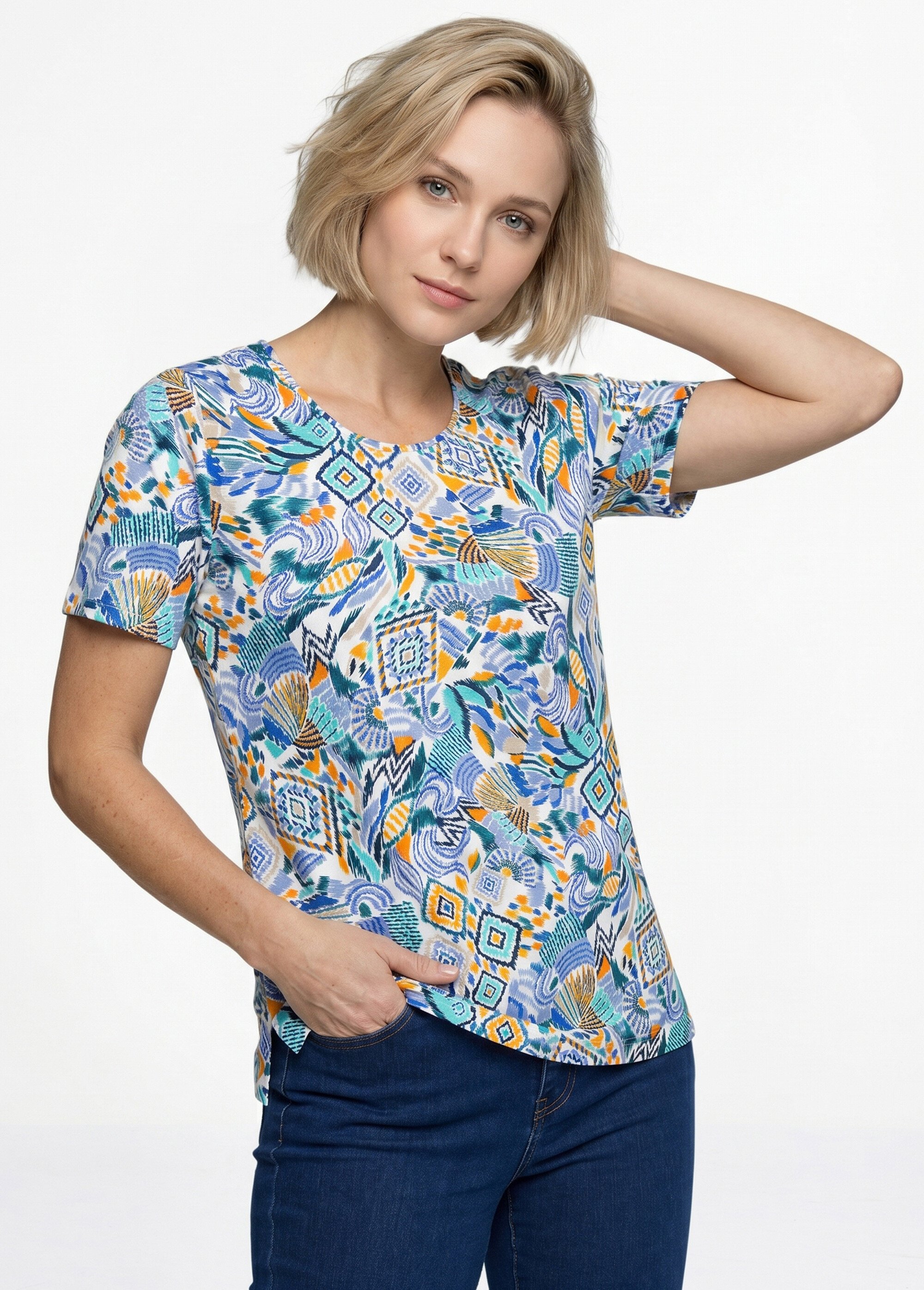 T-shirt long manches courtes Femme Bleu CHEMILLY MV1