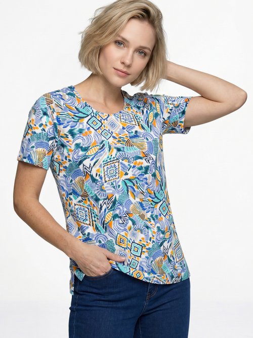 T-shirt long manches courtes Femme Bleu CHEMILLY MV1