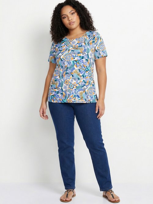 T-shirt long manches courtes Femme Grande Taille Bleu CHEMILLY SI1