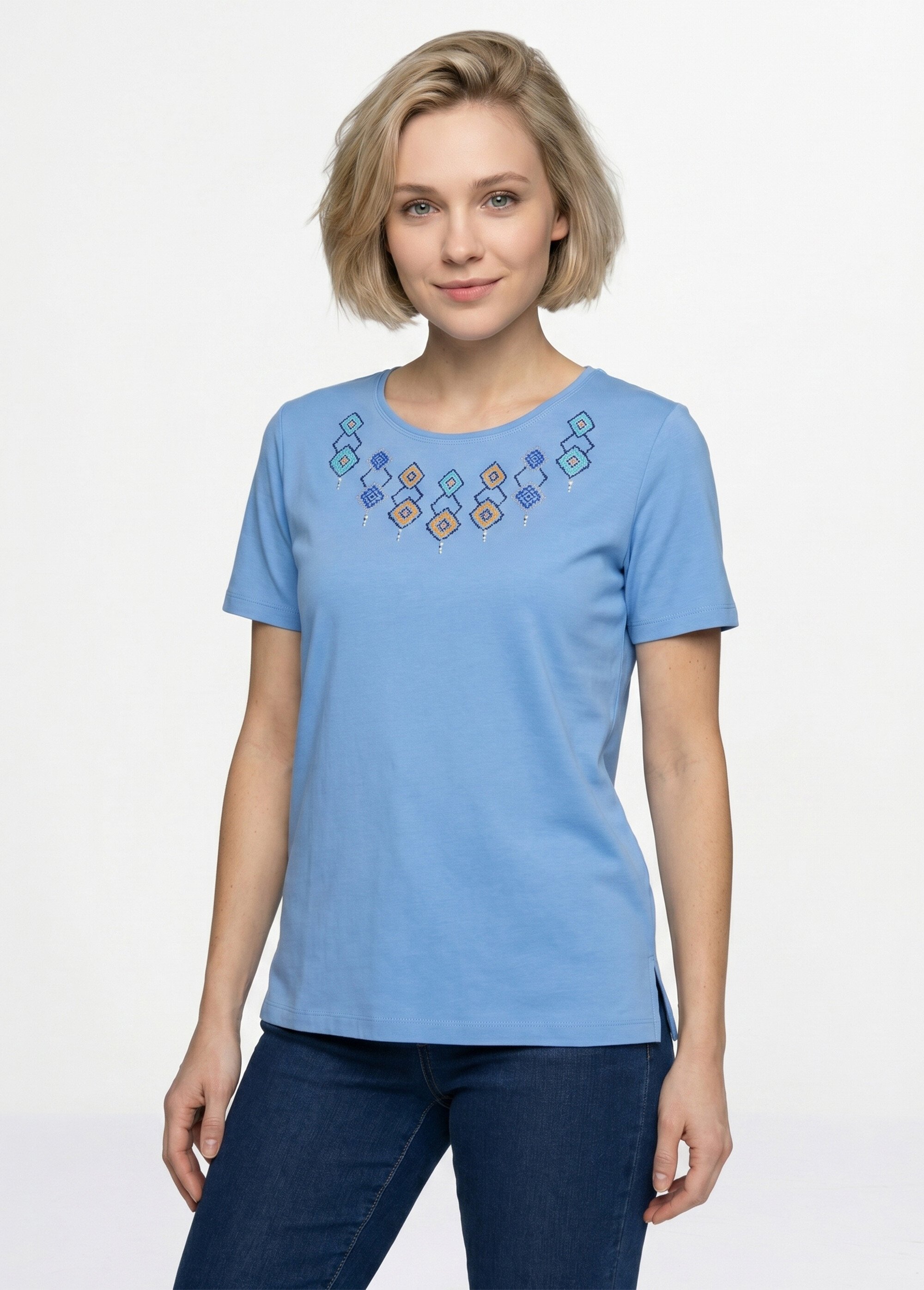 T-shirt long manches courtes Femme Bleu CHEMILLY FA1